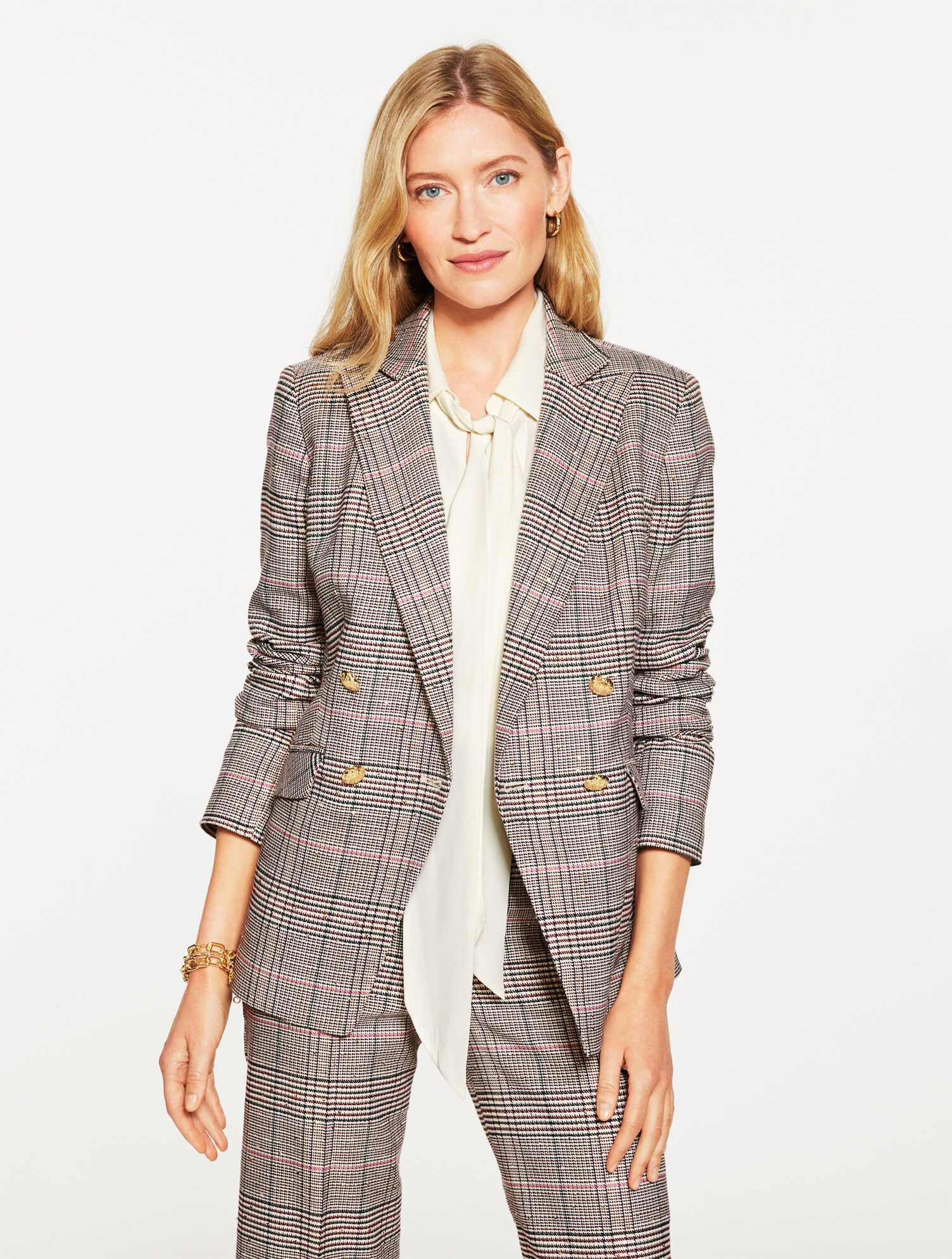 Double Breasted Blazer - Glen Plaid