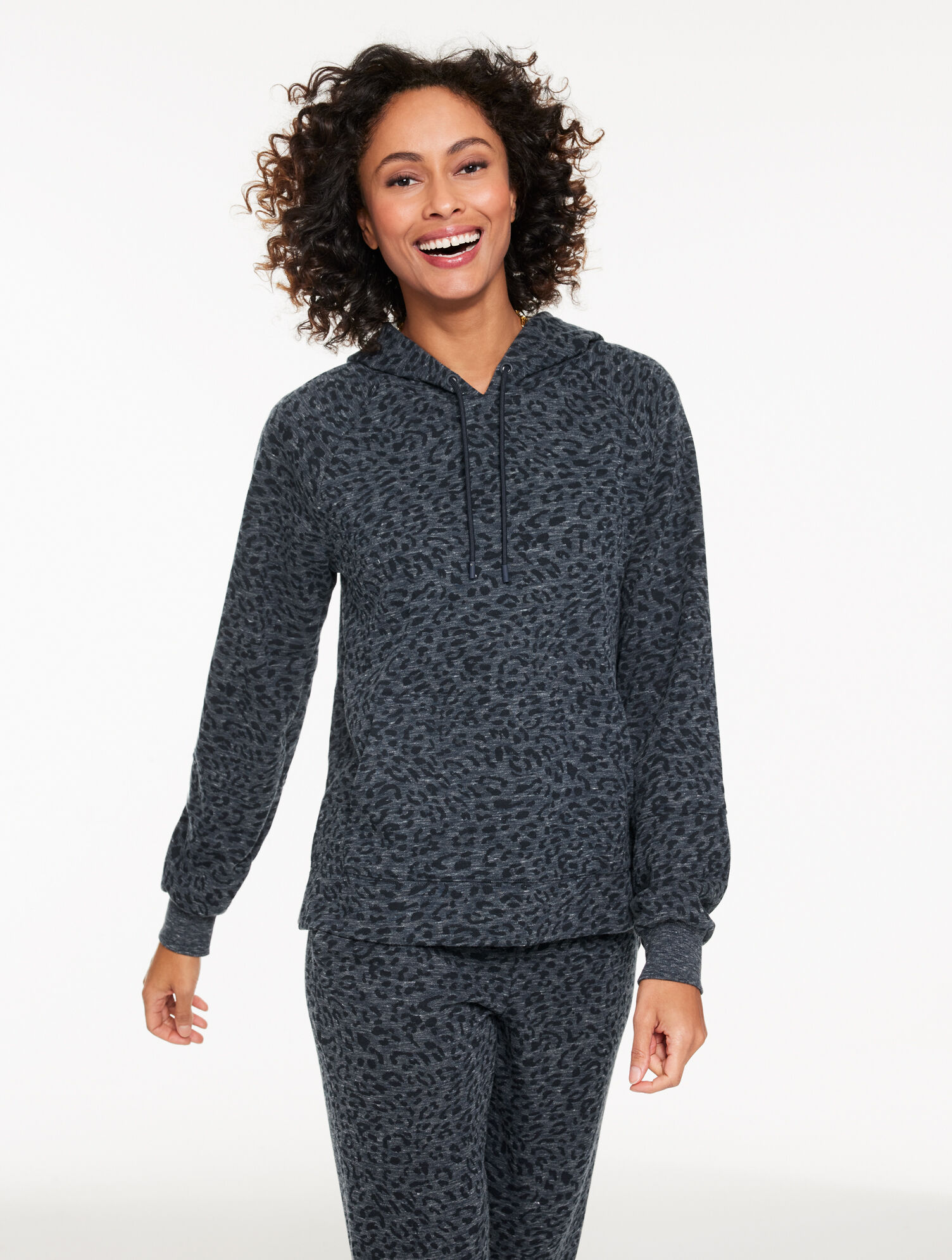 French Terry Hoodie - Tonal Cheetah