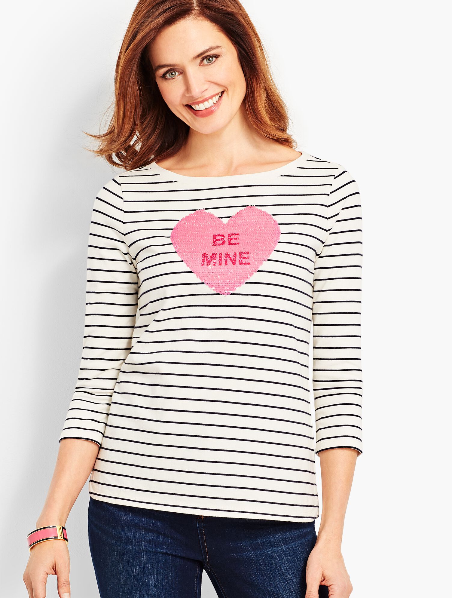 Stripe "Be Mine" Heart Tee