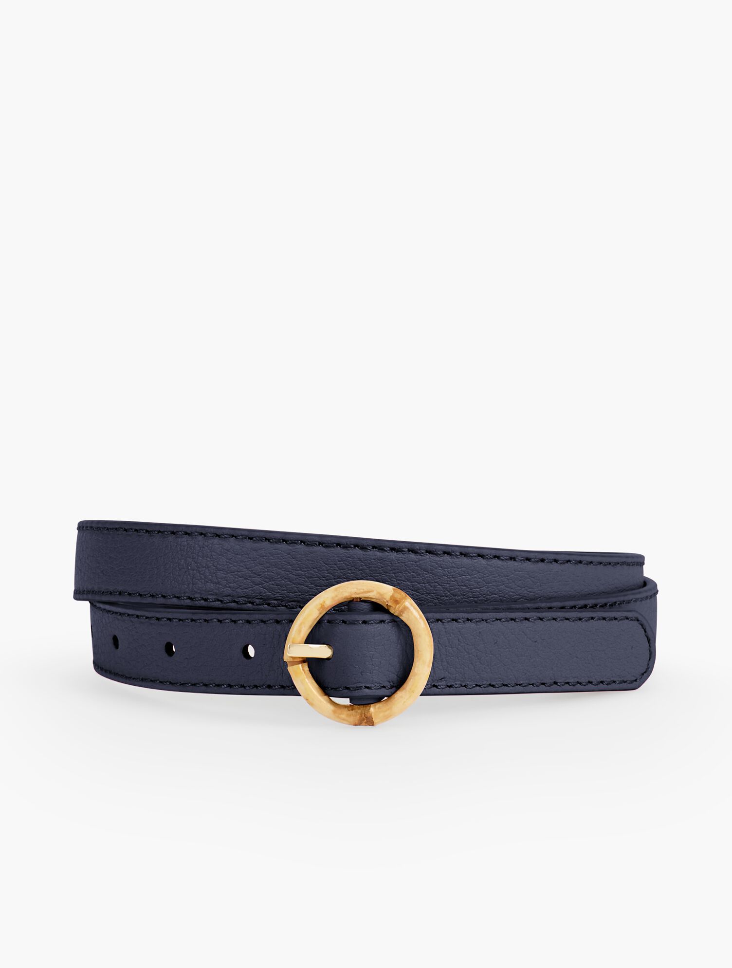 Bamboo-Buckled Pebble Leather Belt
