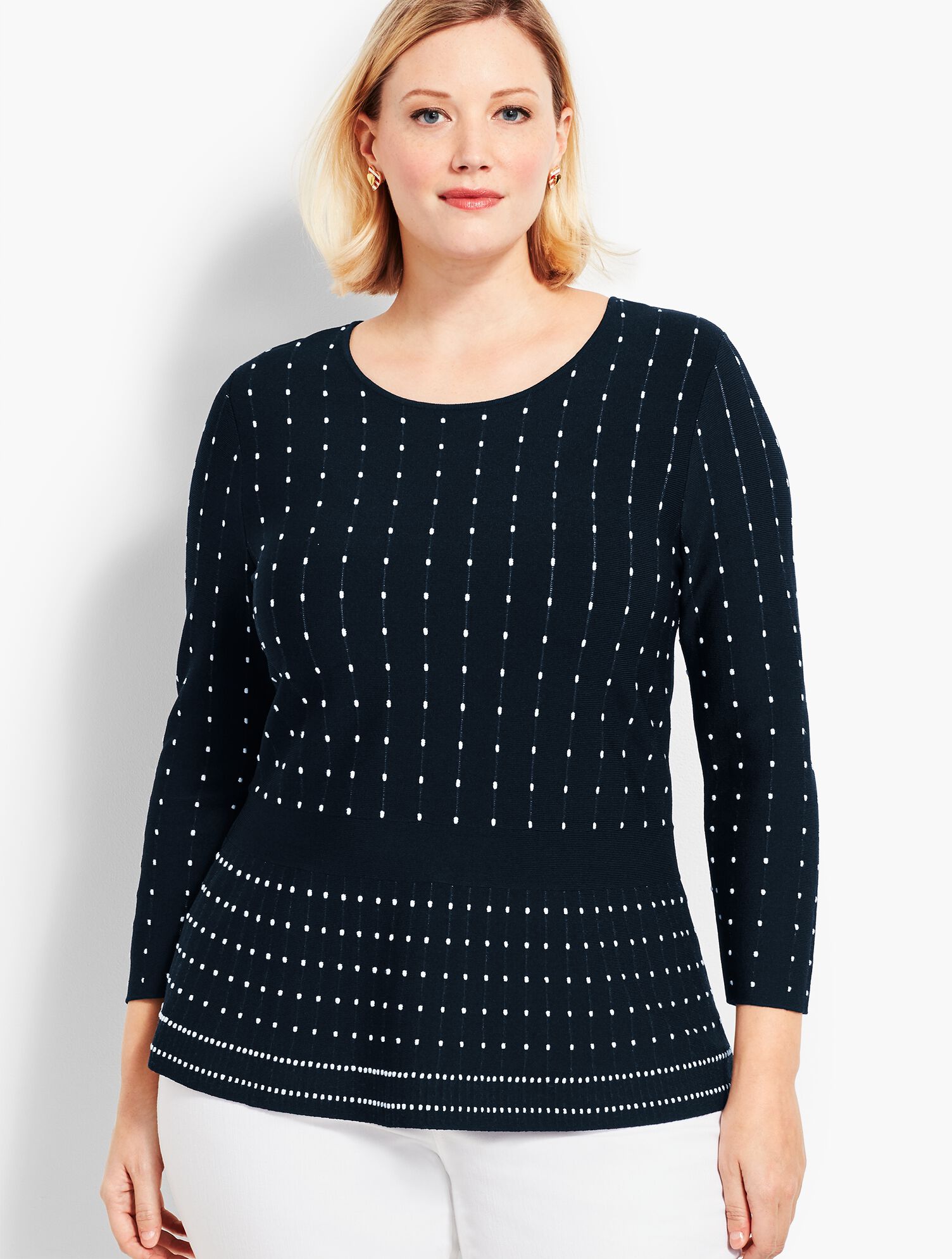 Jacquard Dot Peplum Topper