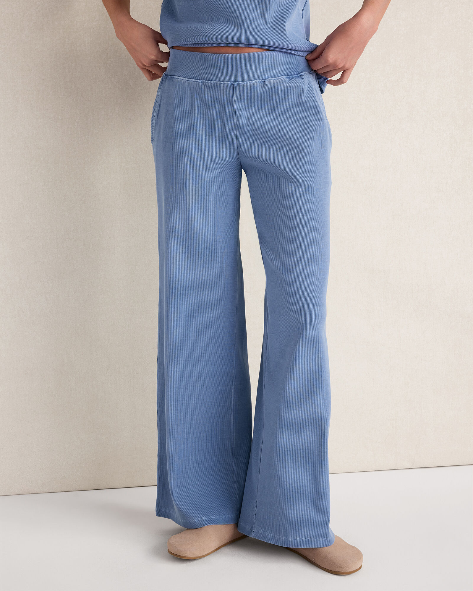 Resti Organic Cotton Rib Knit Wide Leg Pants