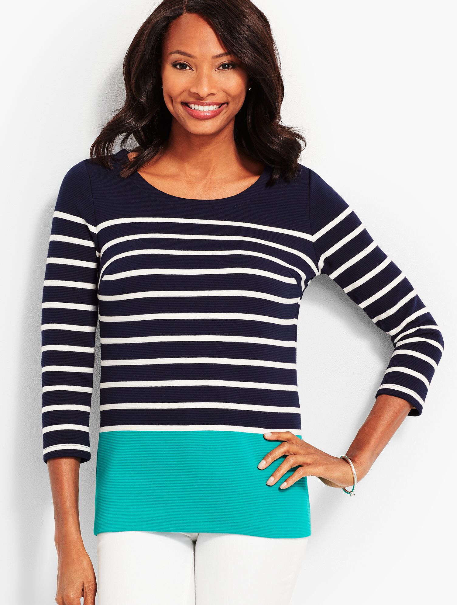 Bateau-Neck Stripe Top