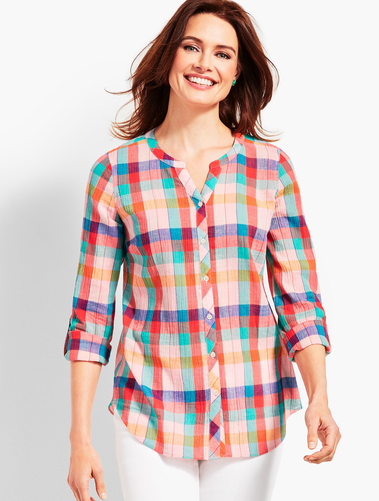 Soft Crinkle Gauze Sunkissed Check Shirt