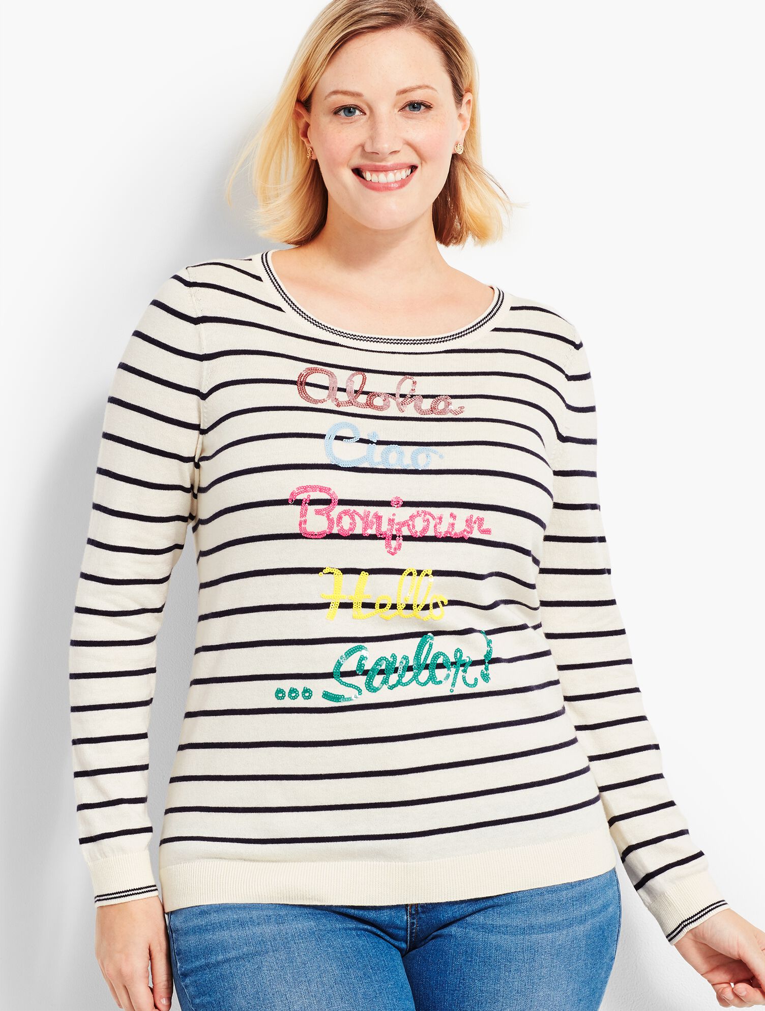 Getaway Button-Back Crewneck Sweater