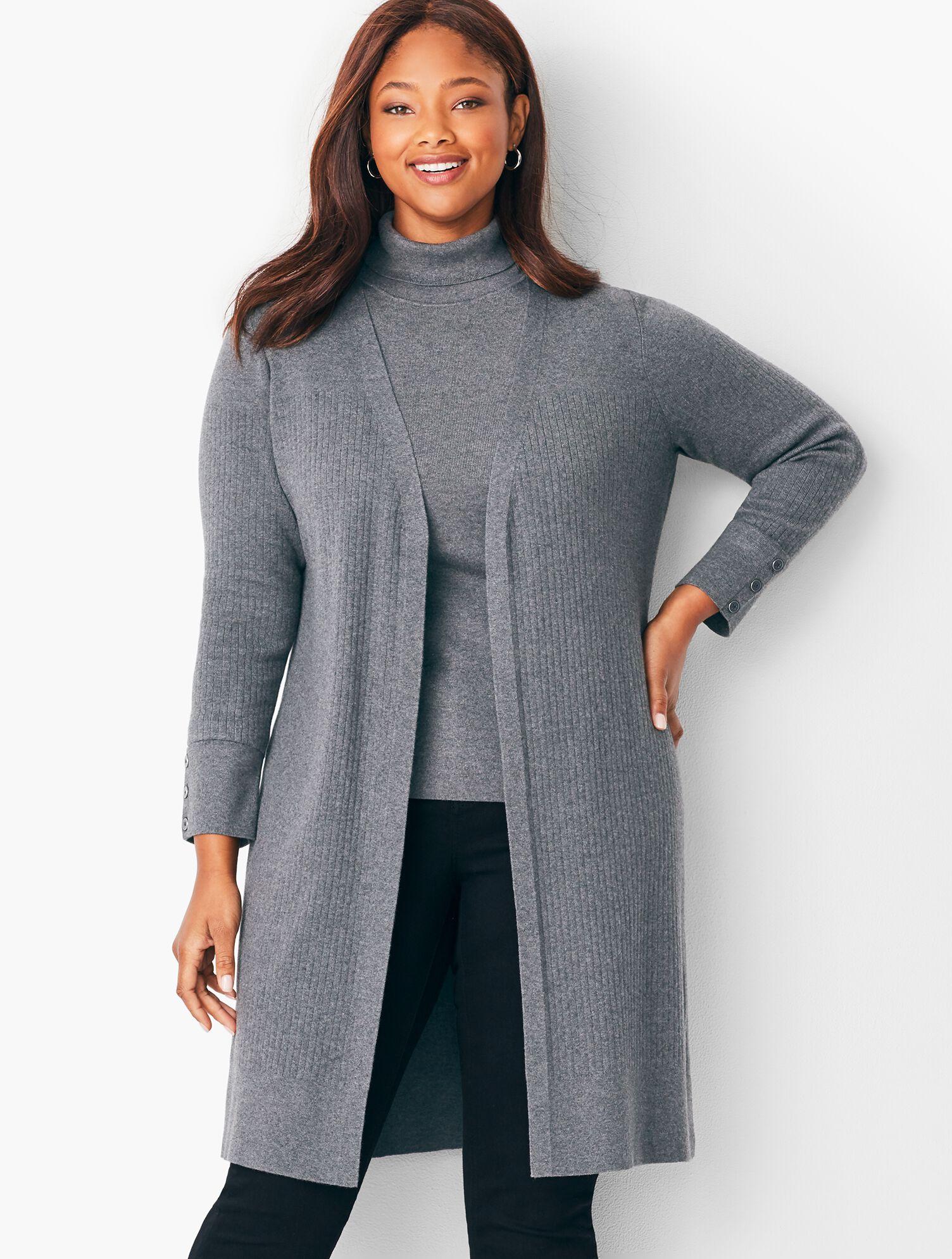 Long Open-Front Cardigan