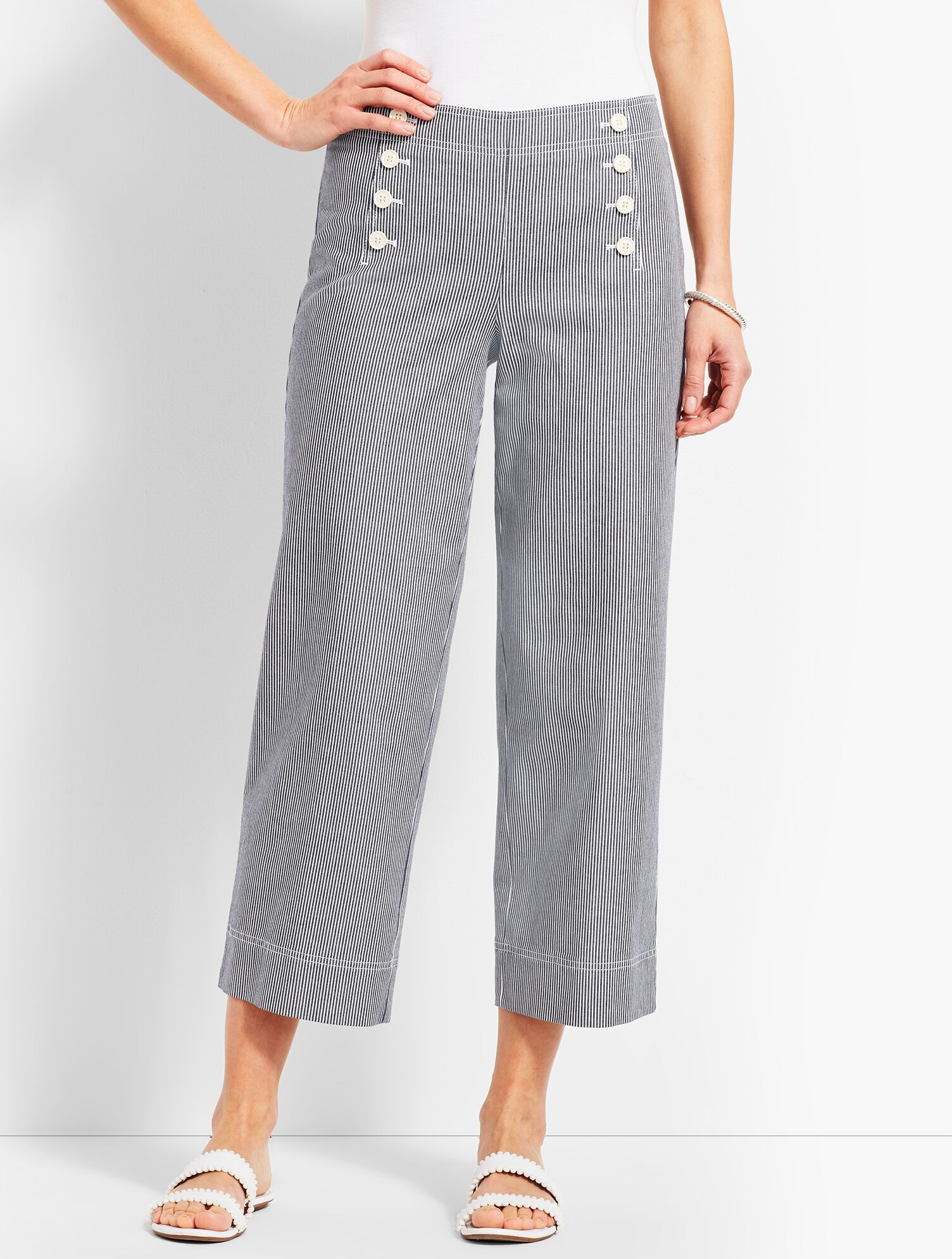 High-Waist Stripe Wide Crop