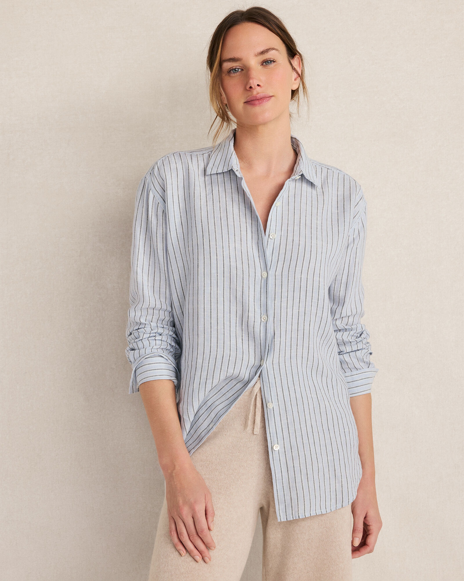 The Daily Shirt in Linen Stripe