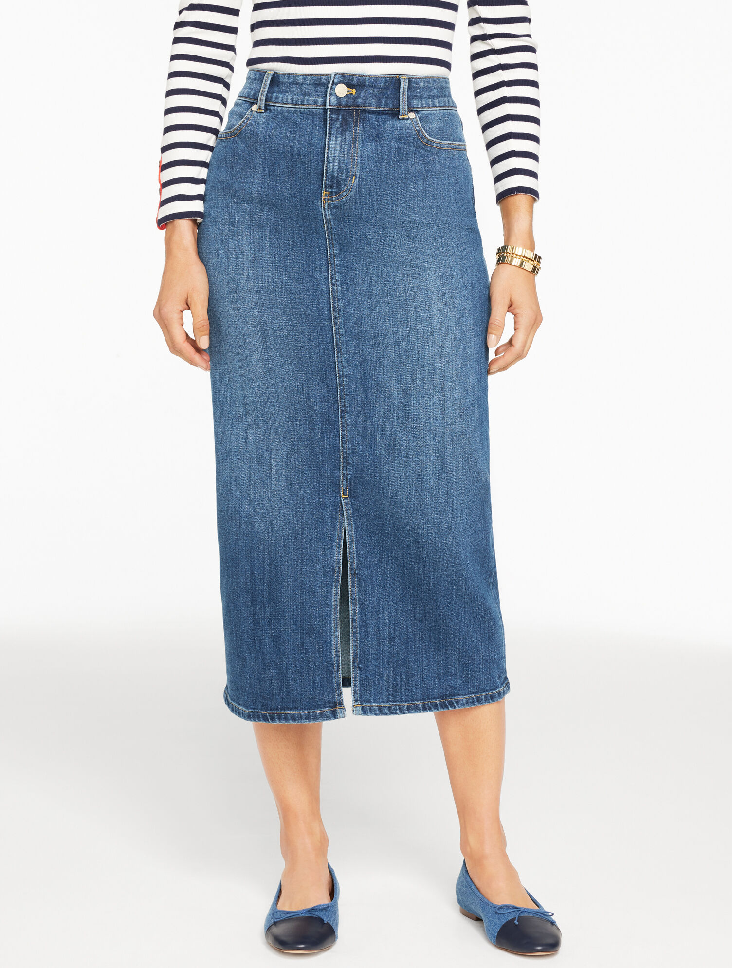 Denim Midi Skirt - Miramar Wash