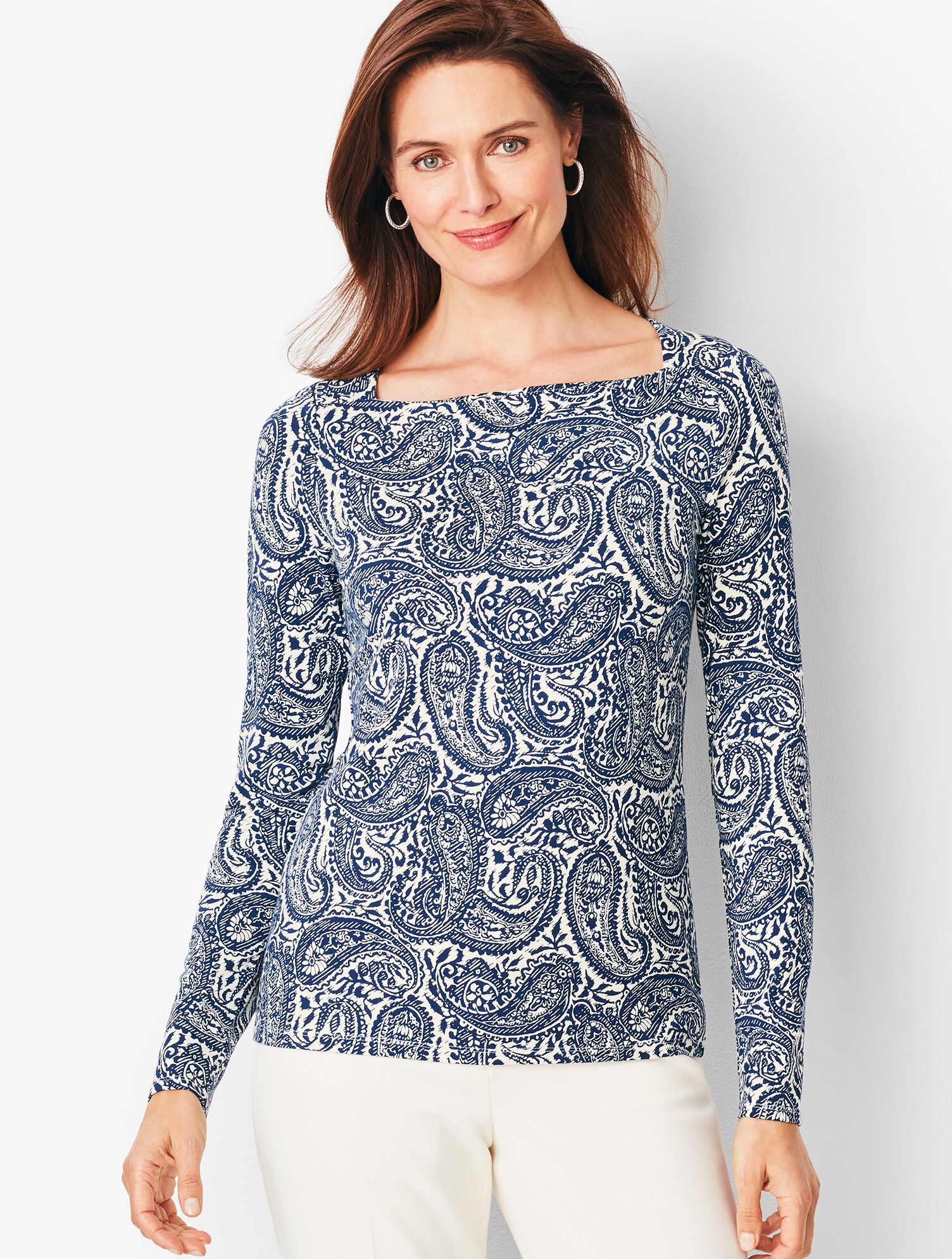 Refined Envelope-Neck Tee - Paisley