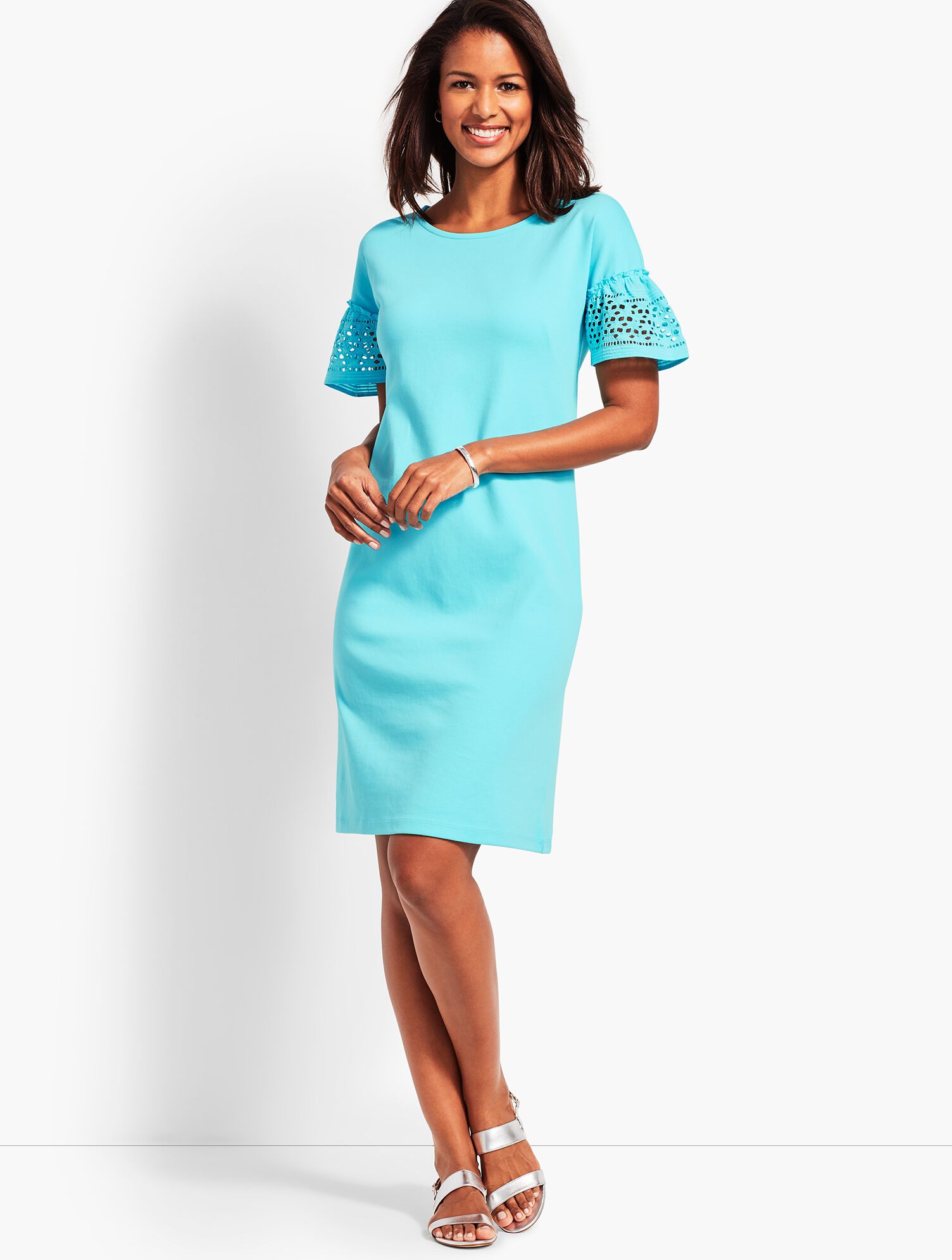 Eyelet Interlock Shift Dress