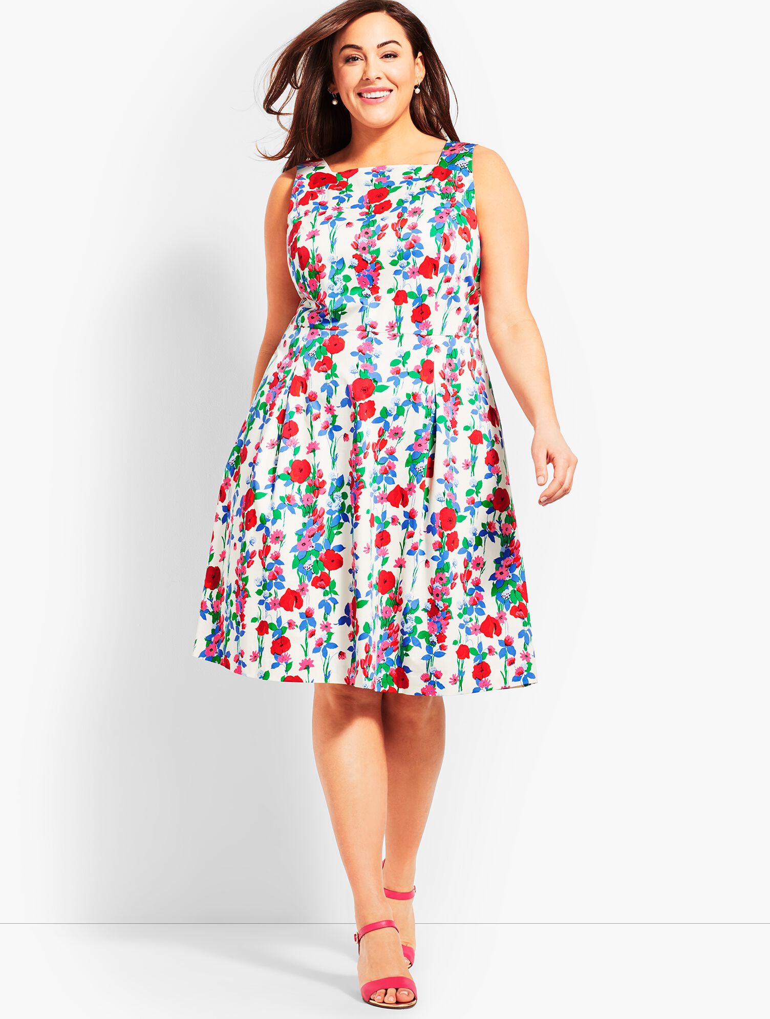 Trellis Floral Fit-and-Flare Dress