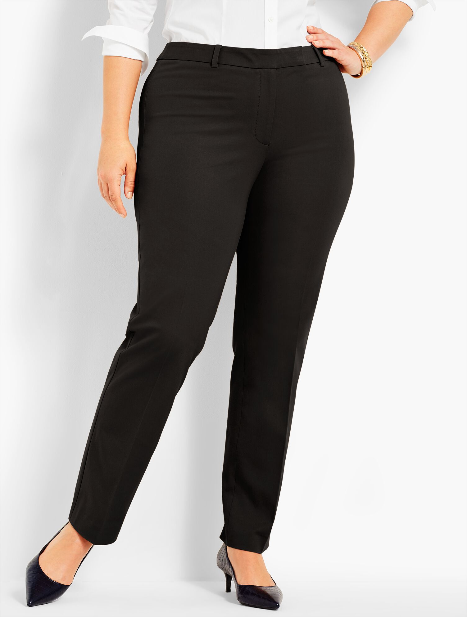Bi-Stretch High-Waist Straight-Leg Pant