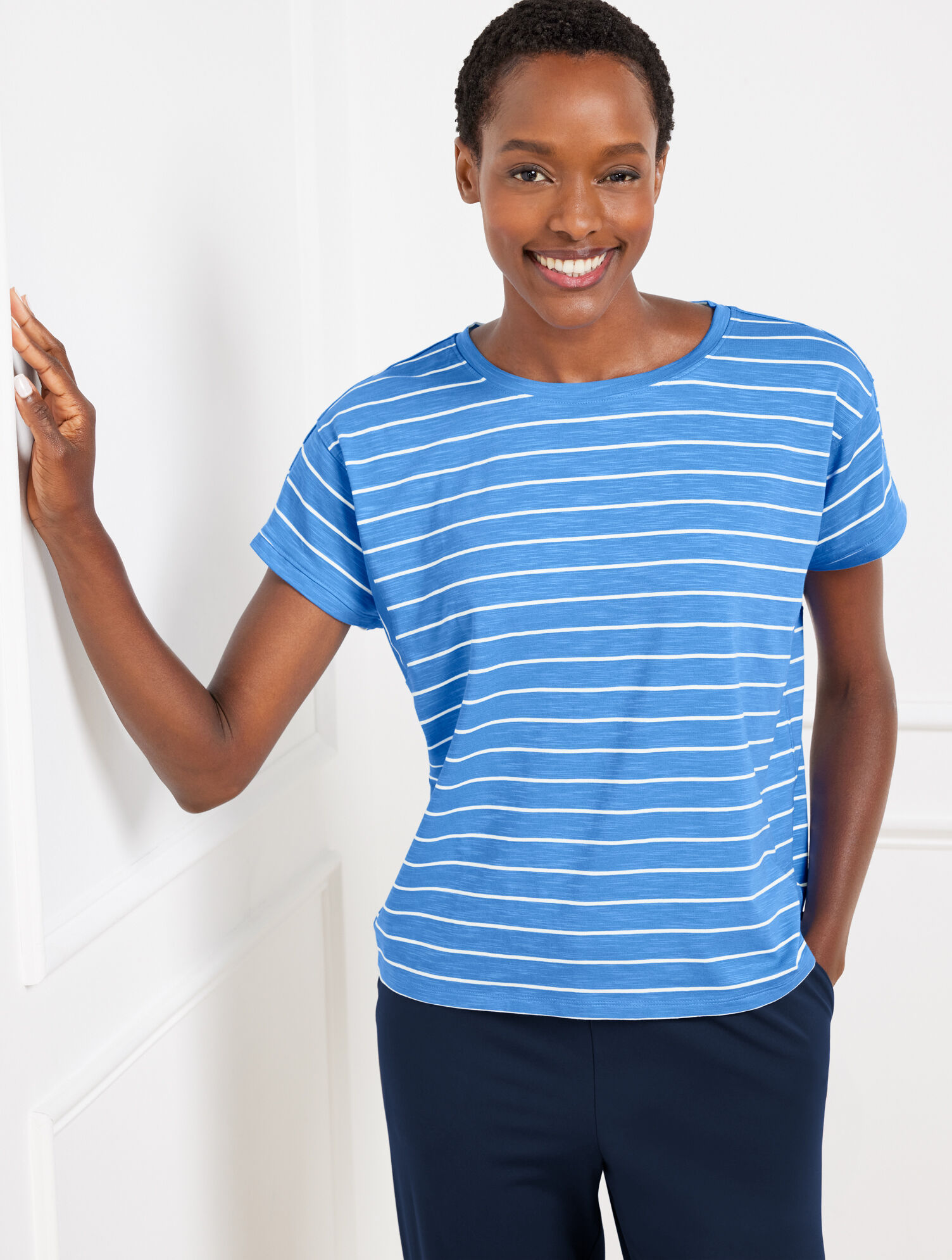 Supersoft Slub Crewneck Tee - Baseline Stripe