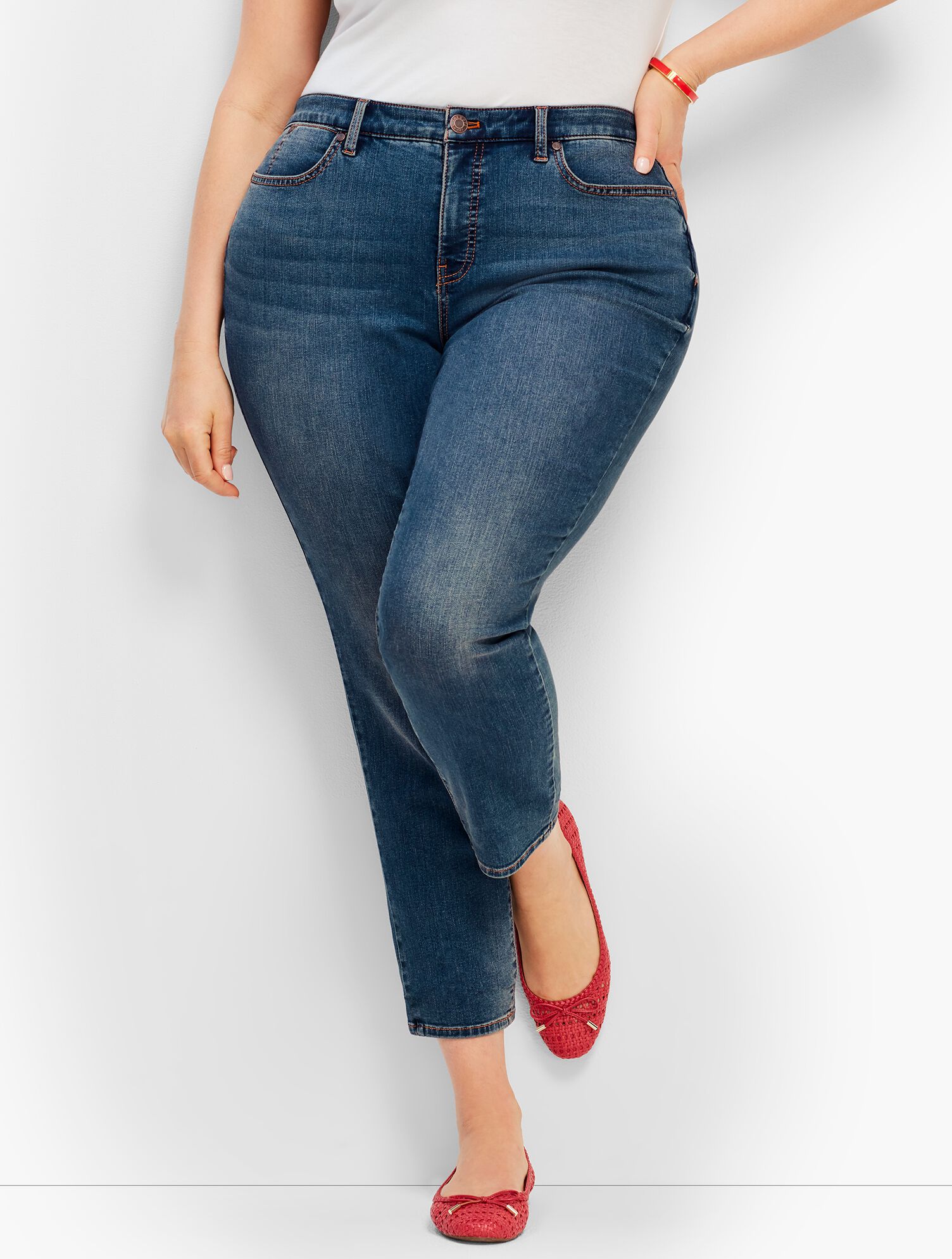 Plus Size Denim Slim Ankle Jean -  Baxter Wash - Curvy Fit