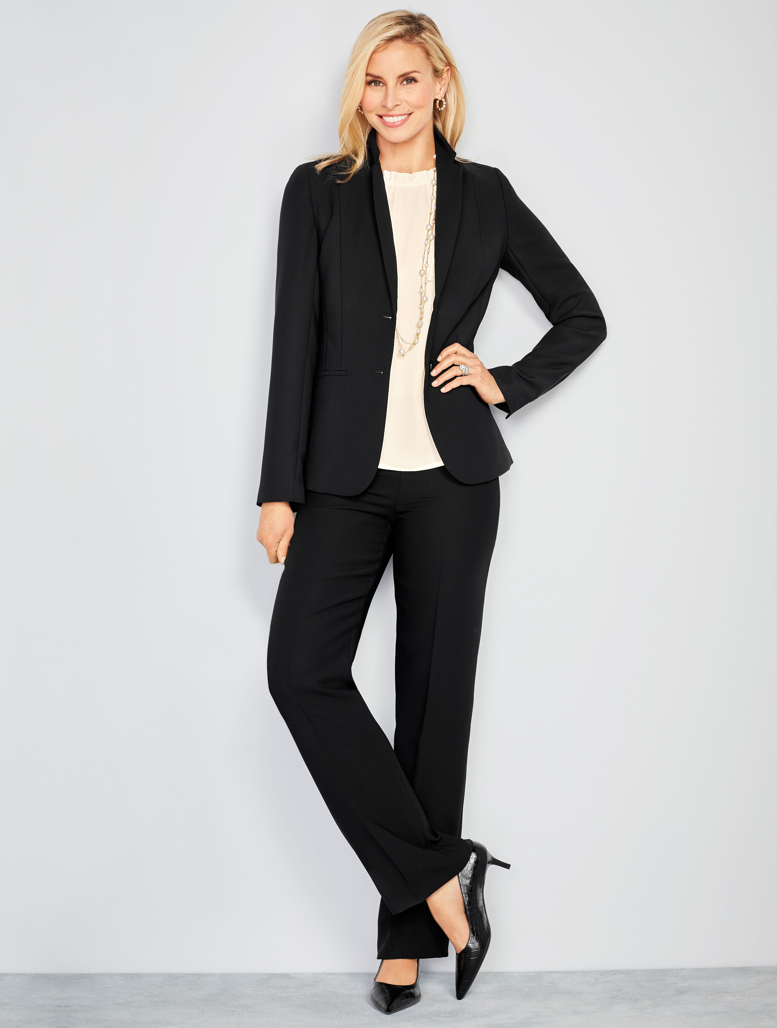 Seasonless Crepe Double-Button Blazer