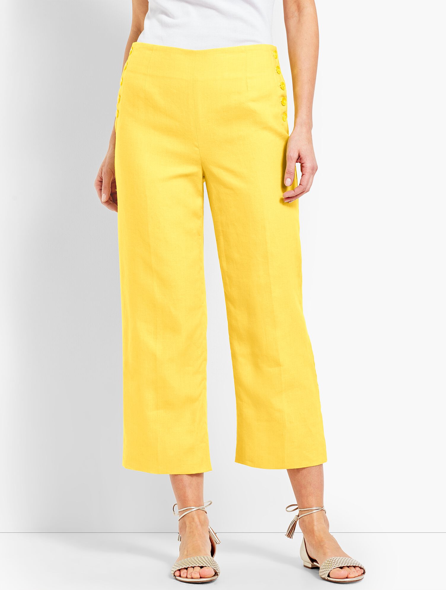 Talbots Linen Chelsea Straight-Leg Crop - Lined
