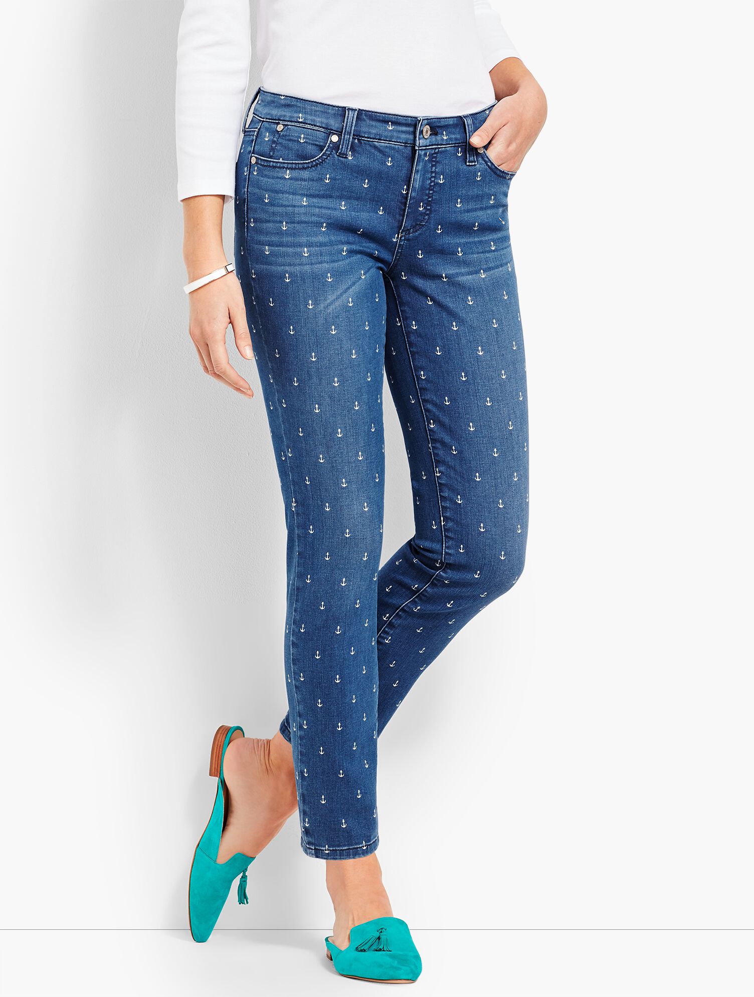 Denim Slim Ankle - Anchor Print