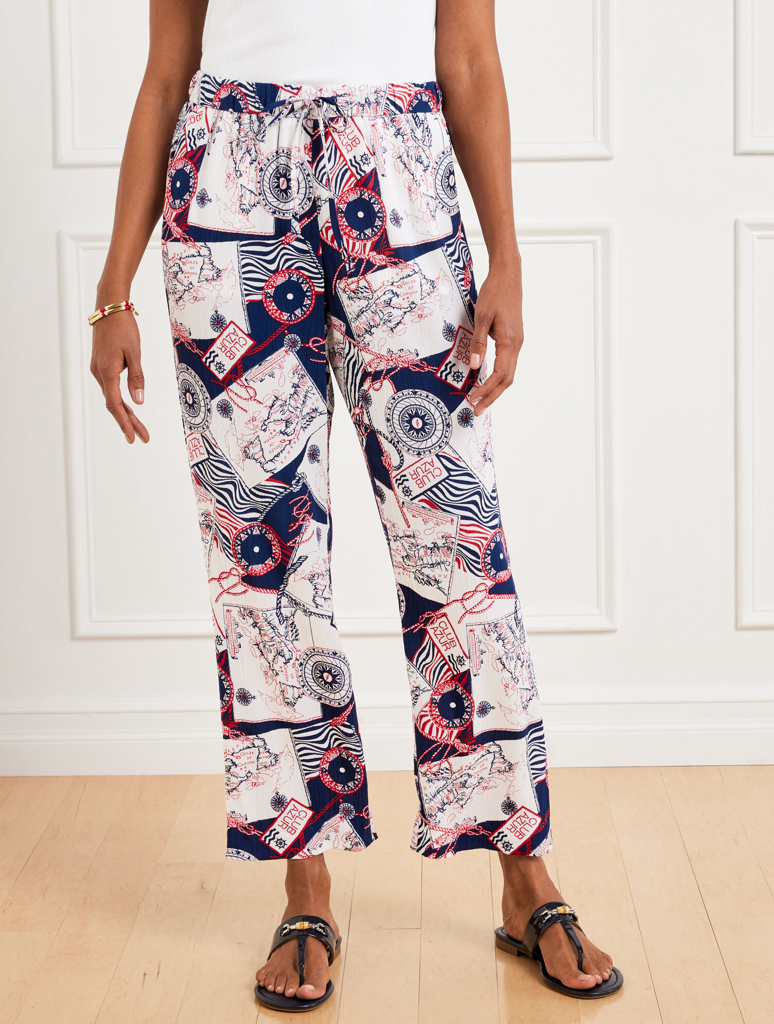Straight Ankle Pull-On Pants - C&ocirc;te d&rsquo;Azur