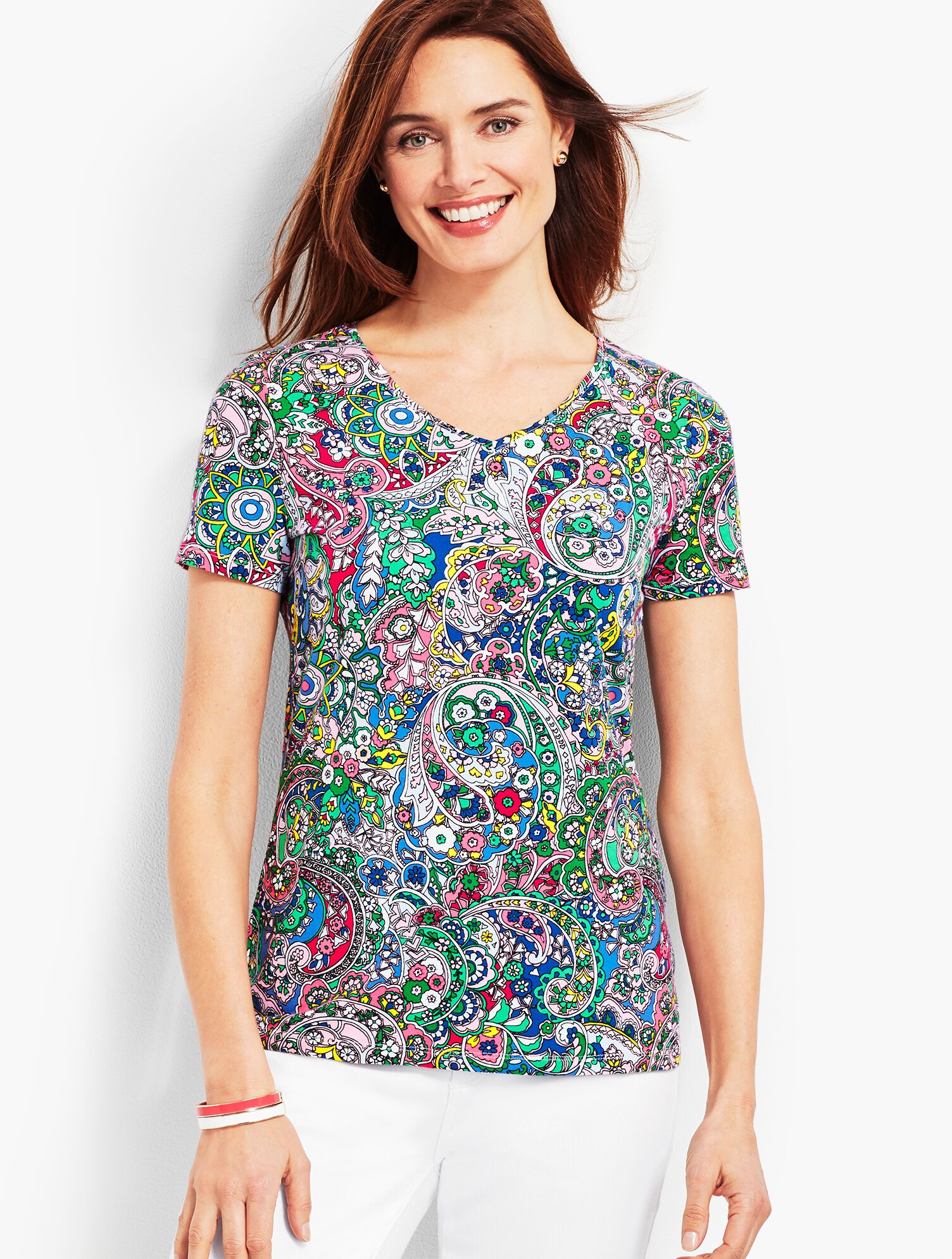 Lively Paisley V-Neck Tee