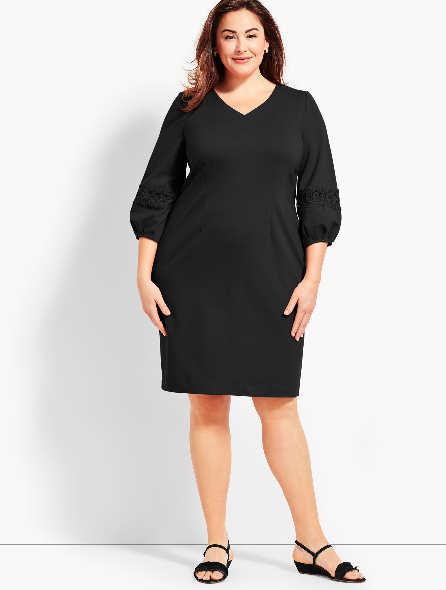 V-Neck Ponte Sheath