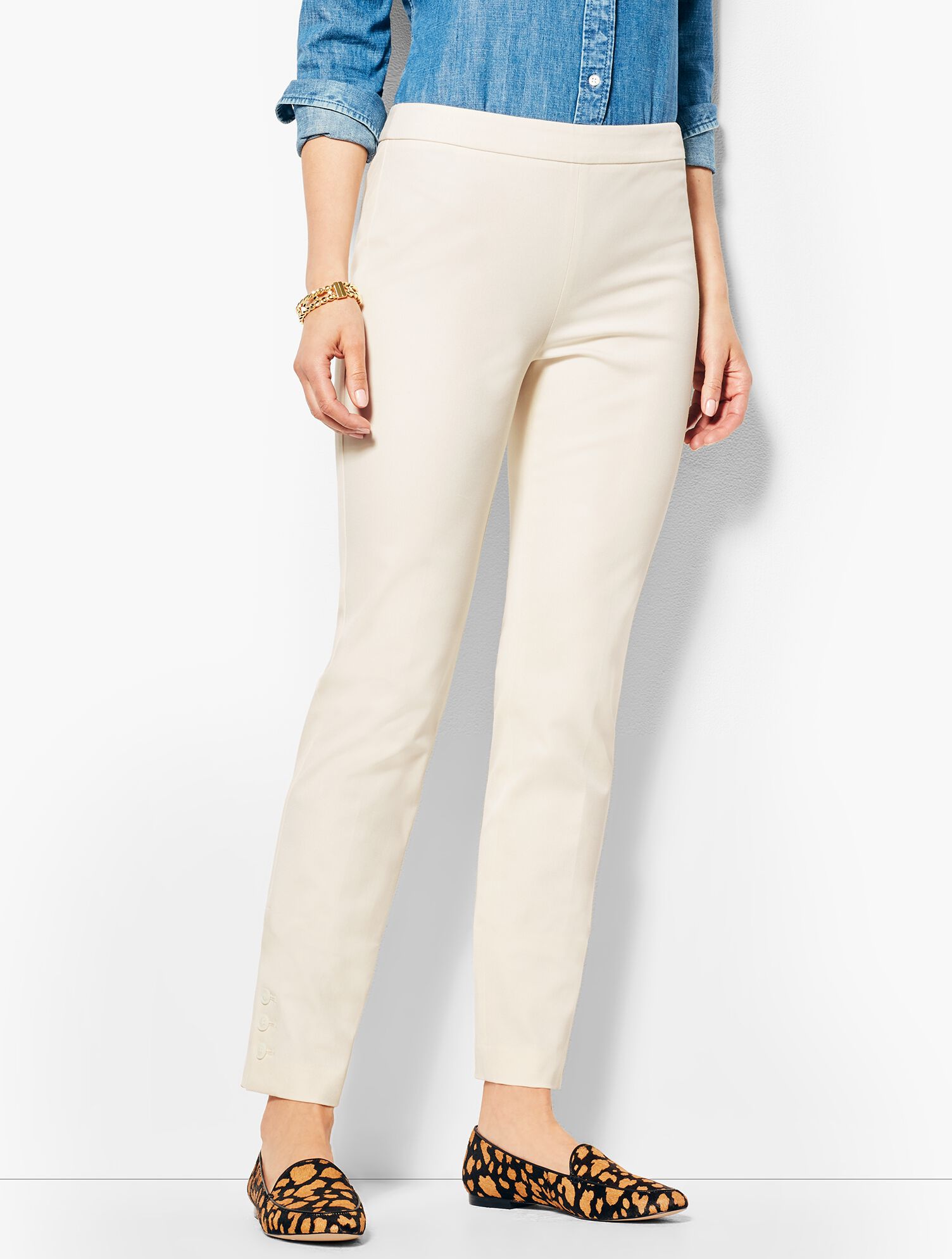 Talbots Chatham Ankle Pants-Ivory Button-Hem