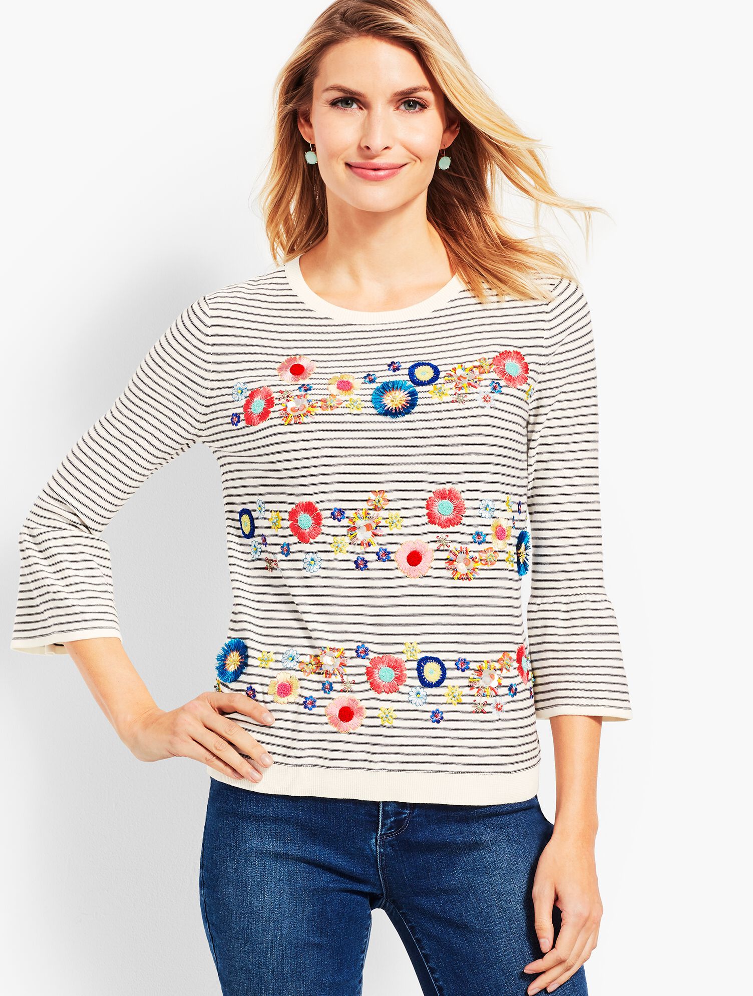 Floral Row Crewneck Sweater