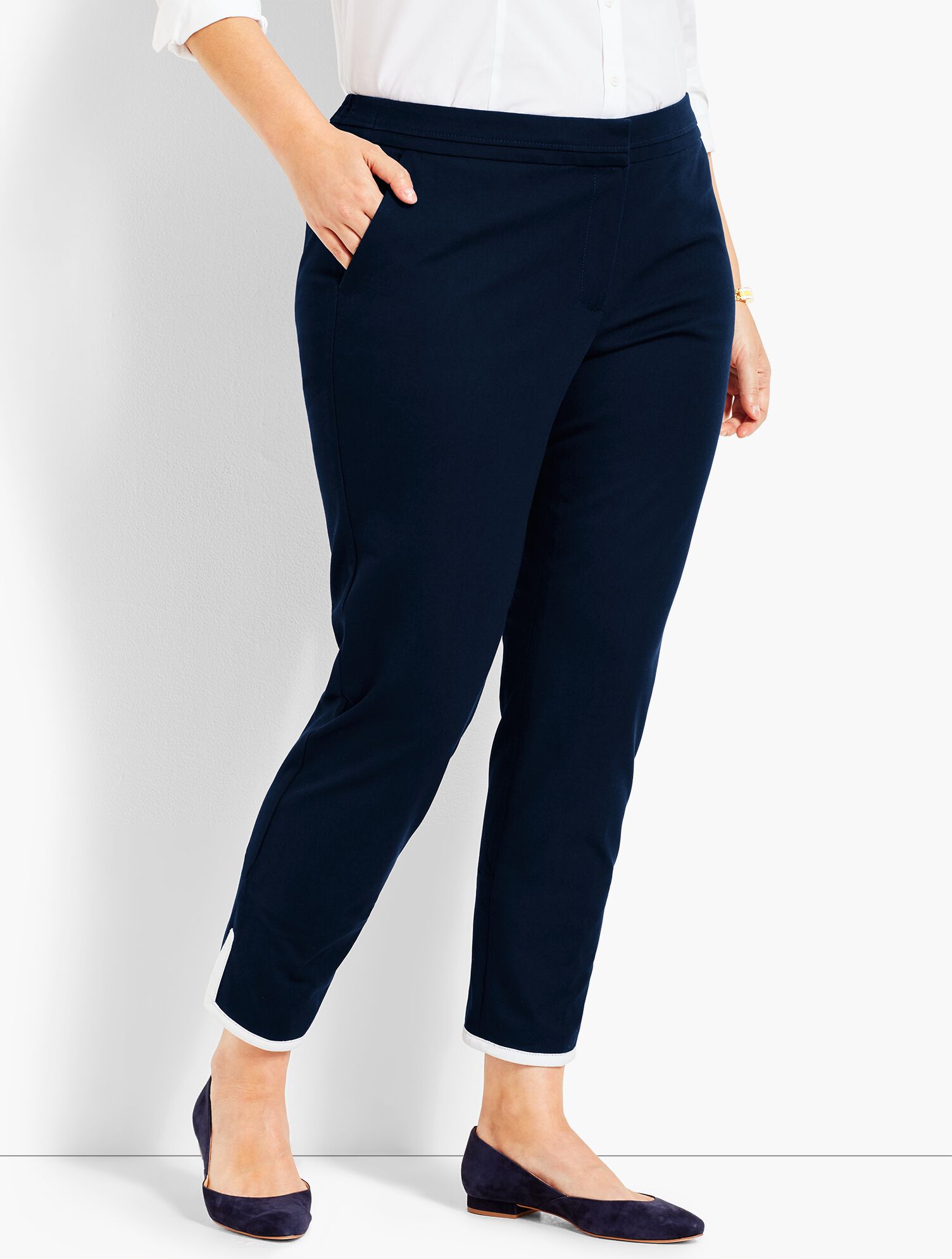 Tipped Bi-Stretch Slim Ankle Pant