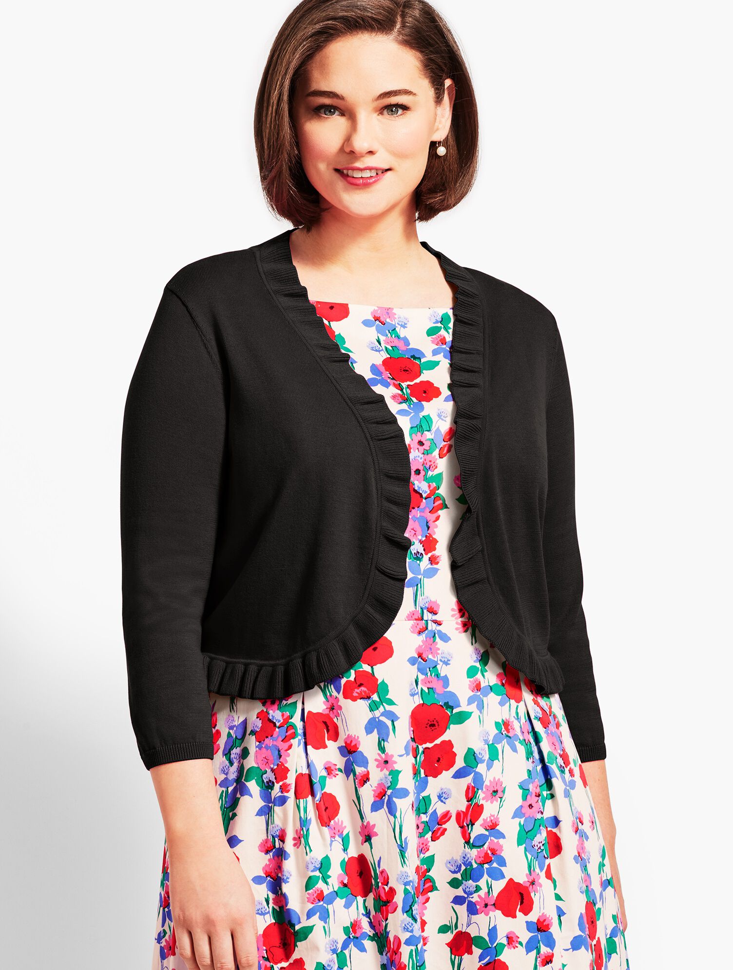 Plus Size Exclusive Ruffle-Trim Bolero Shrug