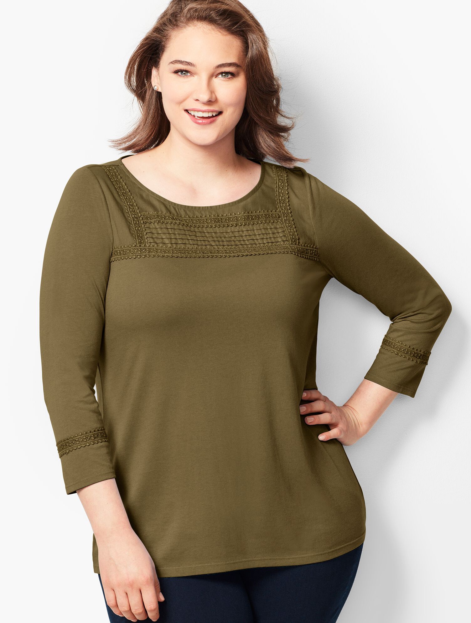 Pintuck Woven-Panel Top