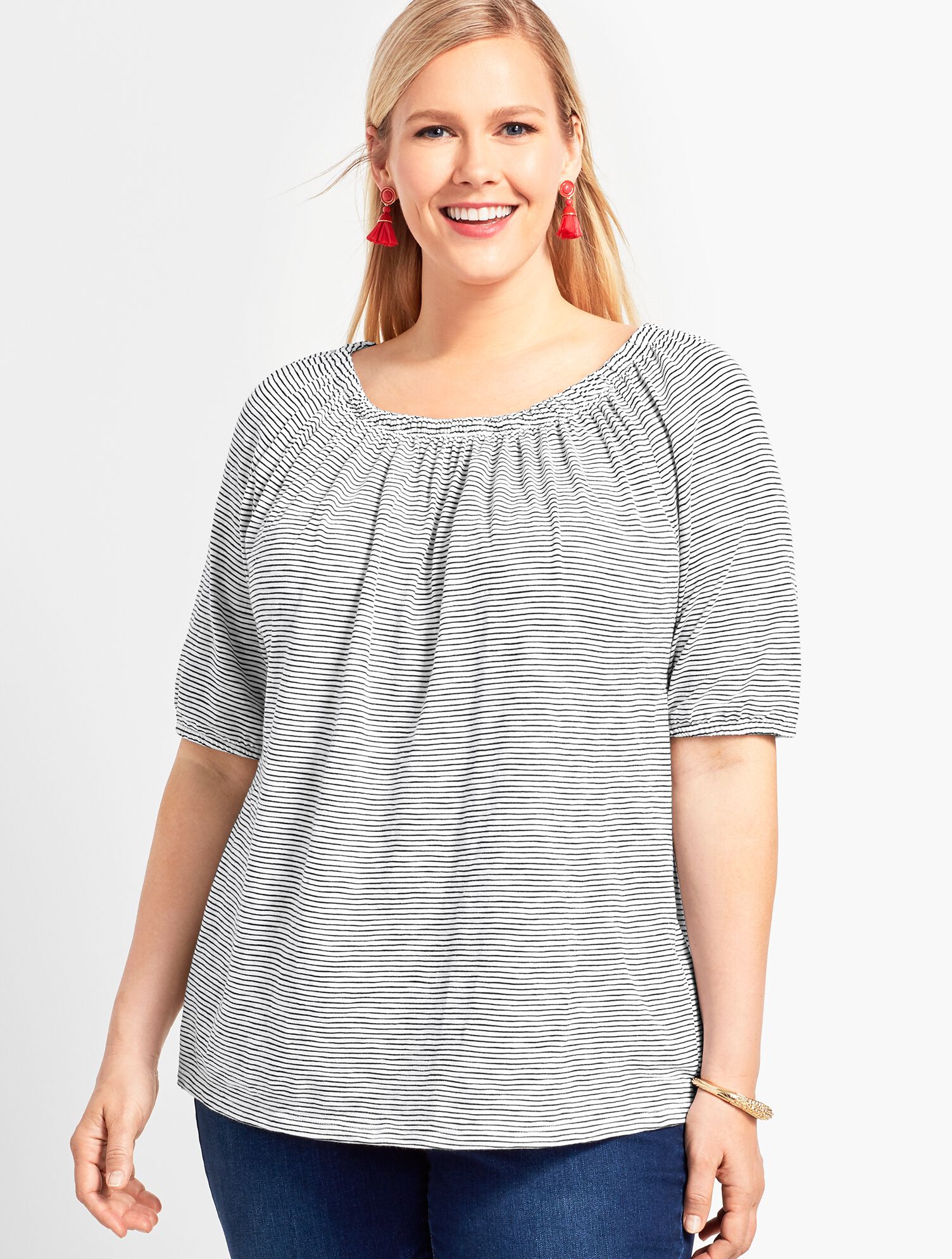 Beach Stripe On-The-Shoulder Top