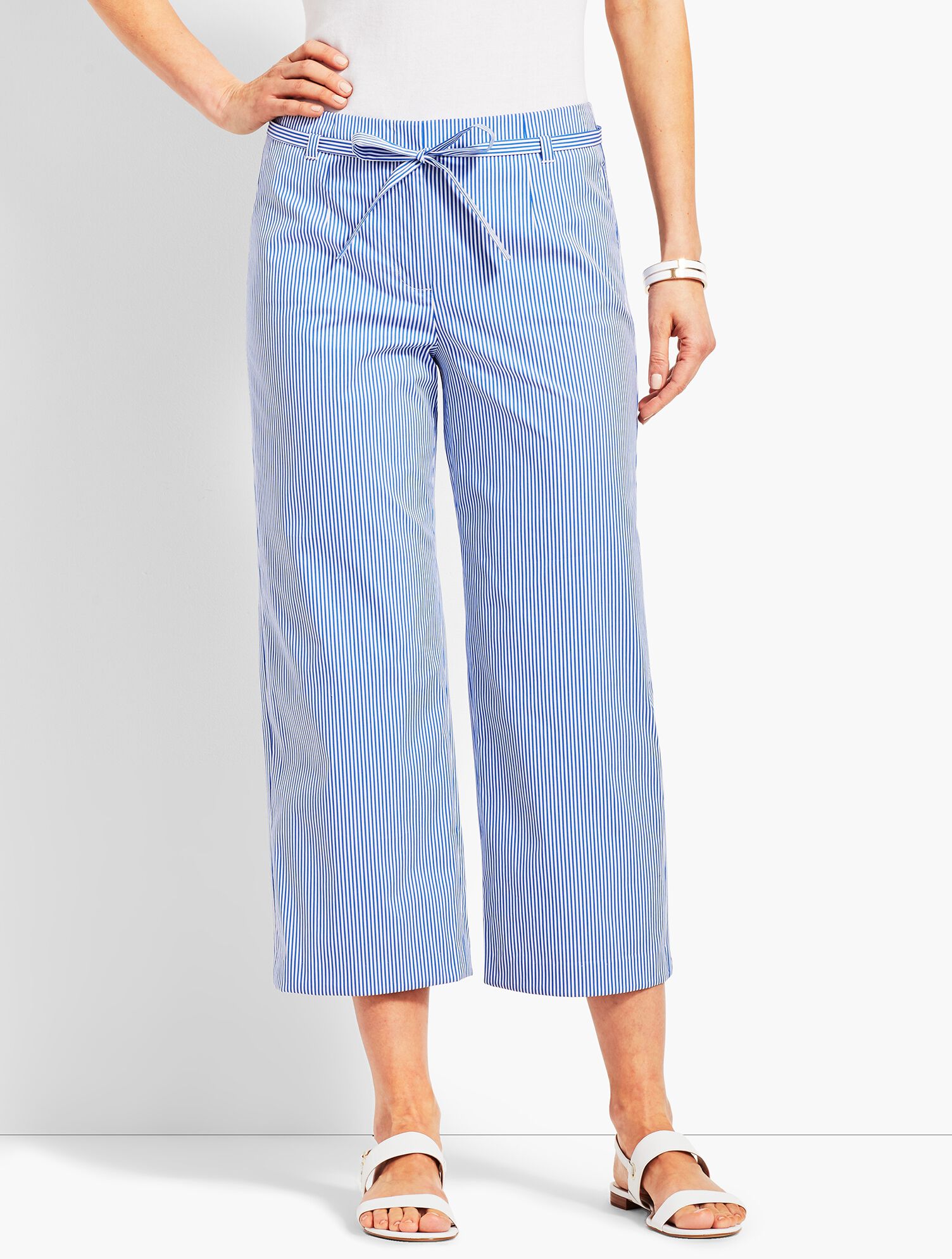 Stripe High-Waist Wide-Leg Crop