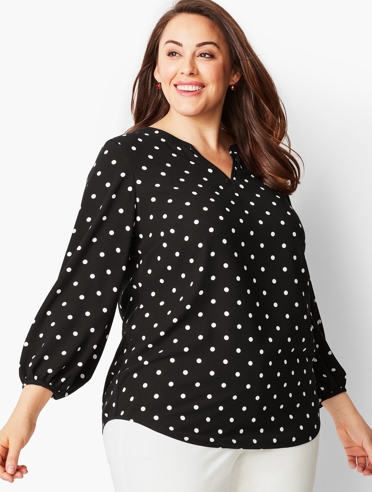 Classic Crepe Tunic Top - Dots