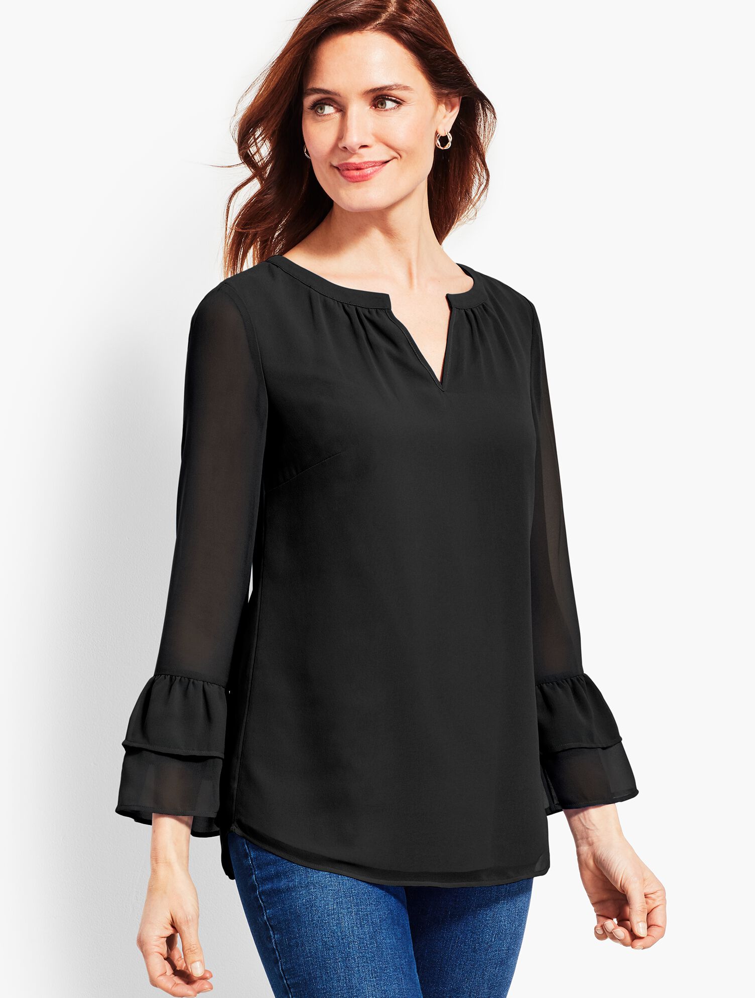 Split Neckline Popover Shirt