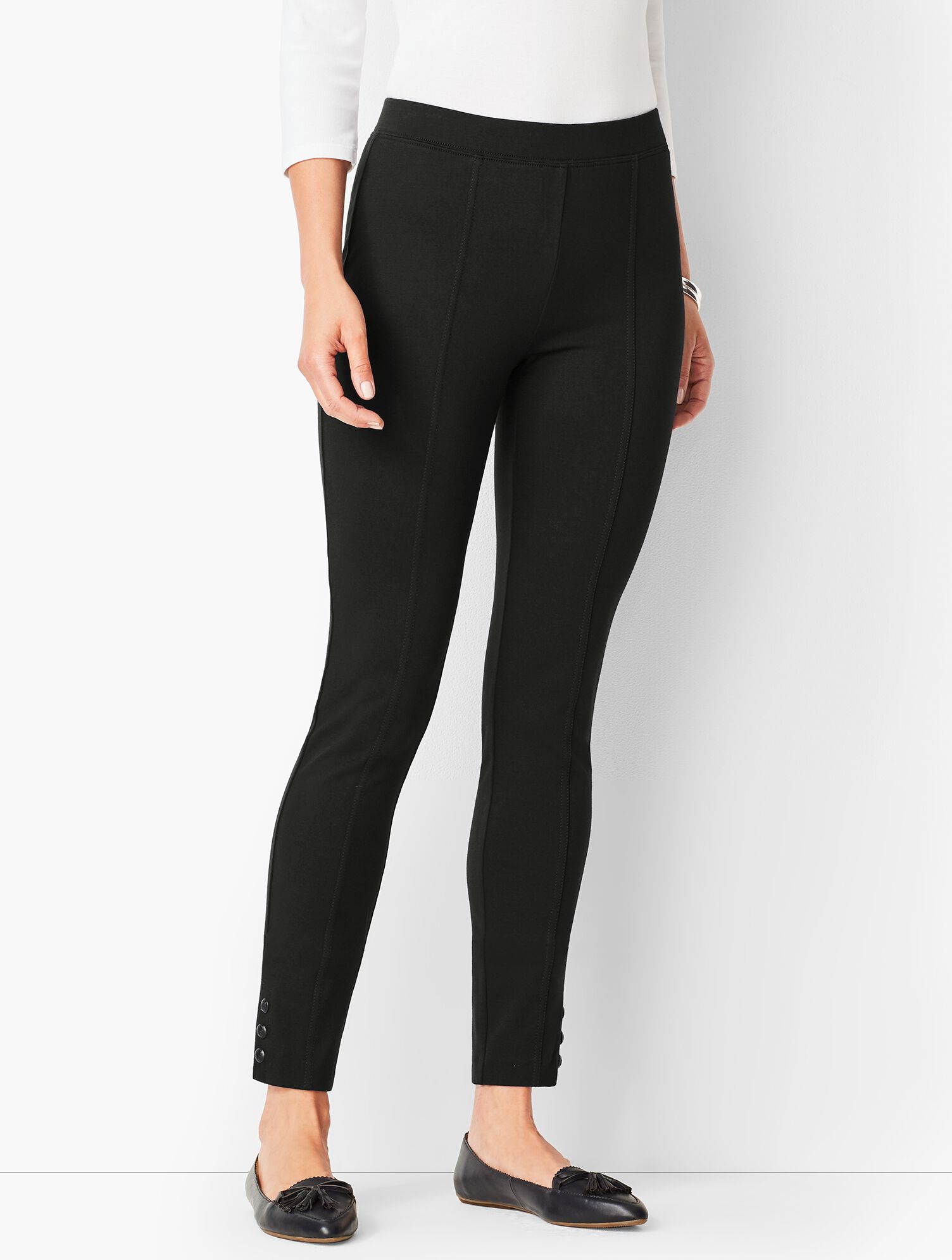 Ankle-Snap Ponte Leggings - Solid