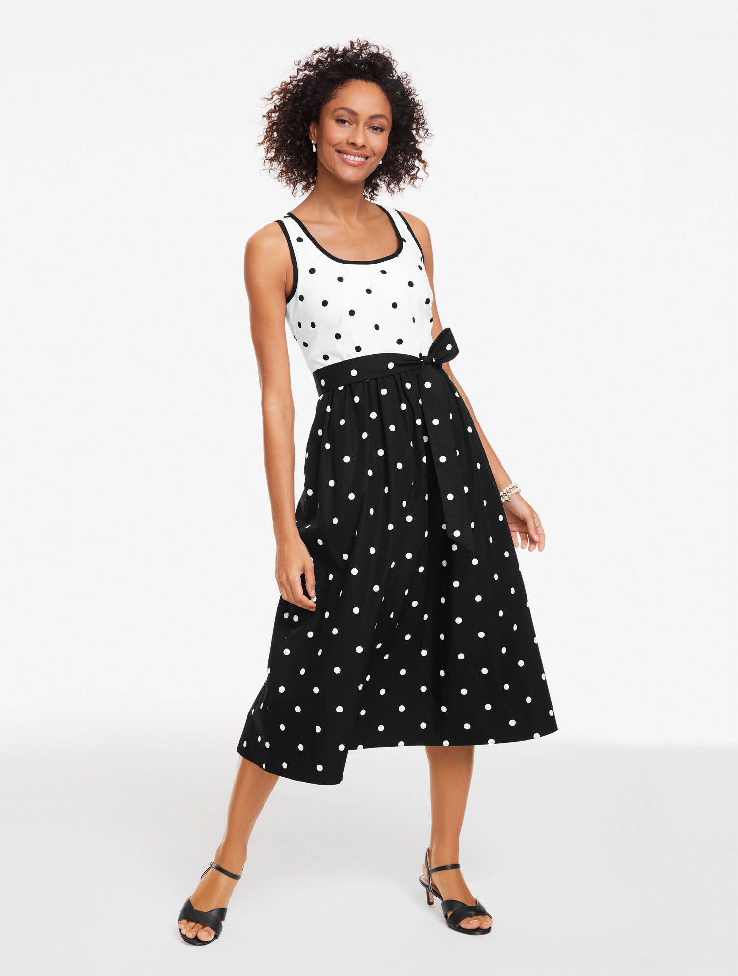 Poplin Fit-&amp;-Flare Dress - Garden Dot