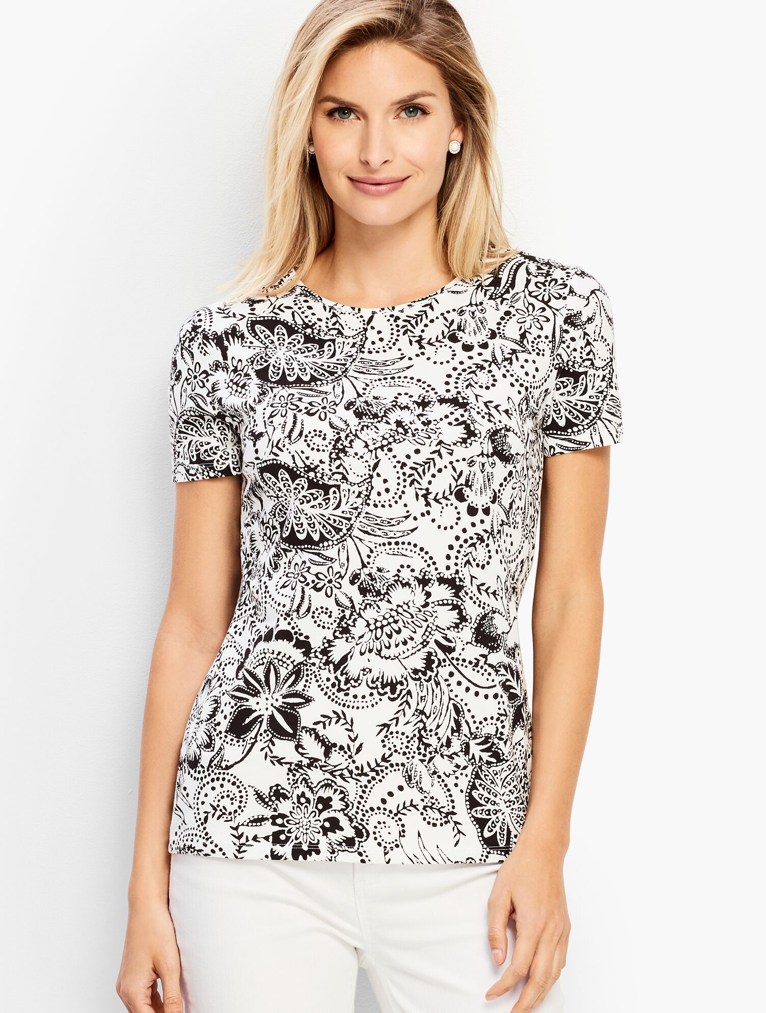 Dotted Floral Crewneck Tee