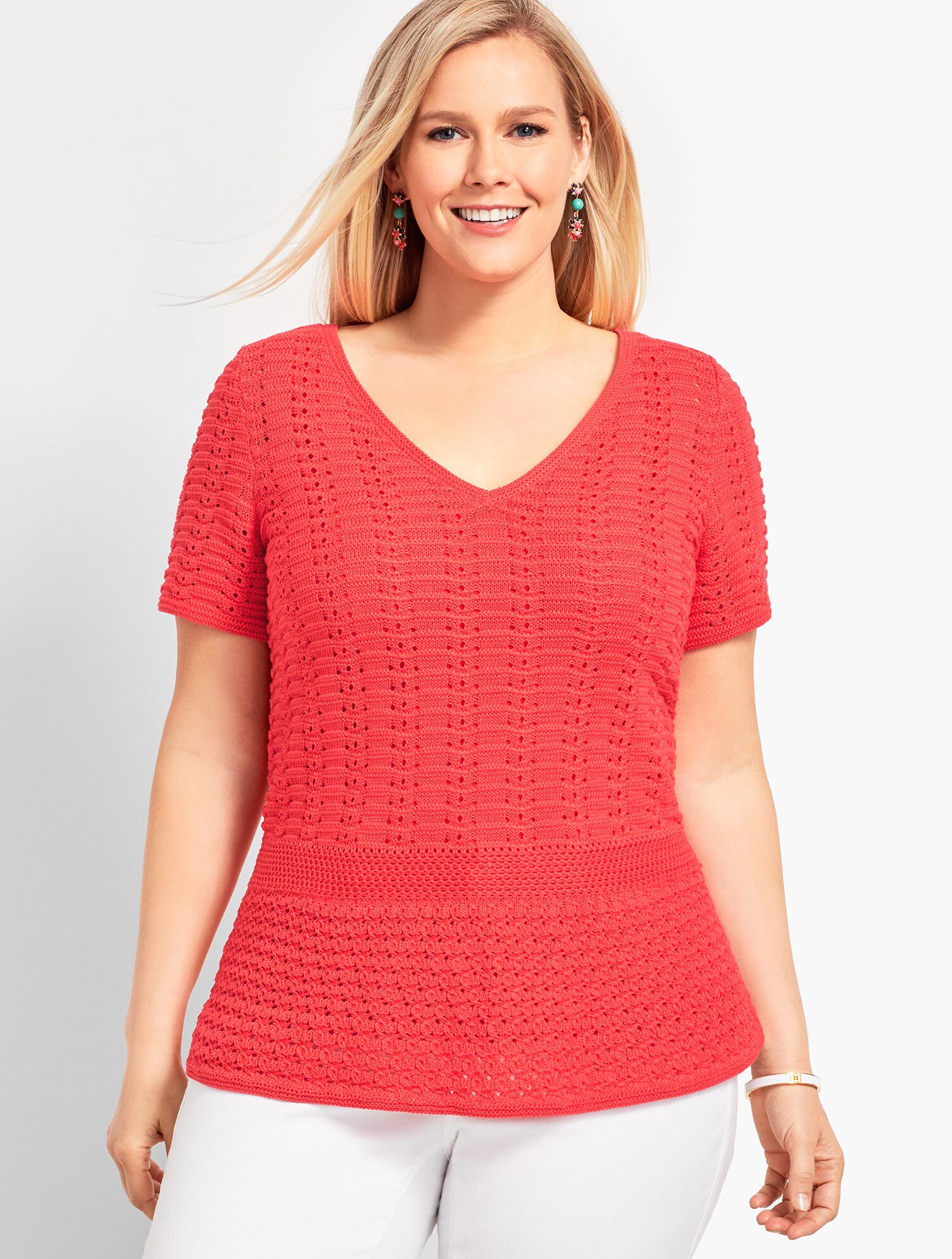Double-V Crochet Peplum Sweater