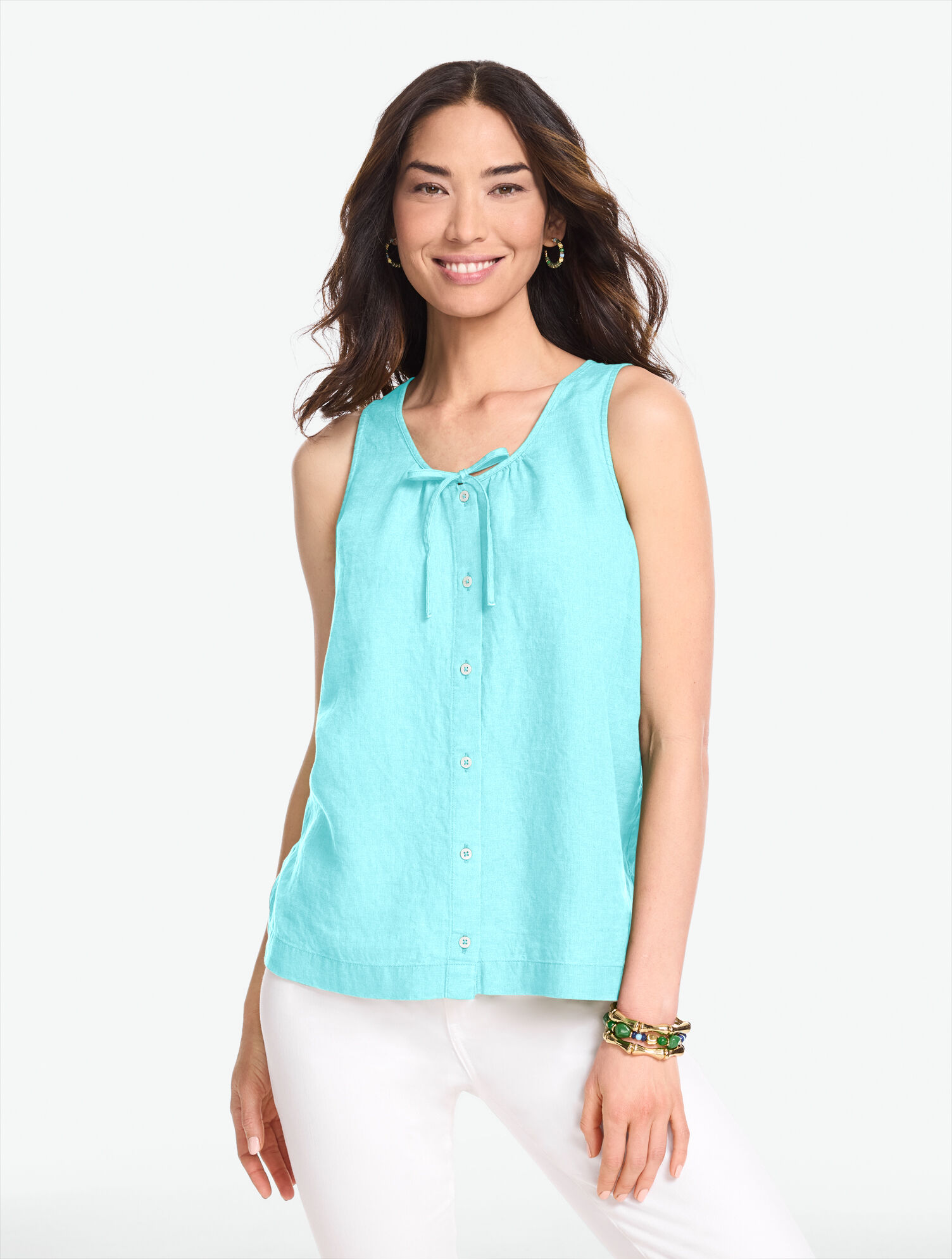 Tie Front Linen Shell