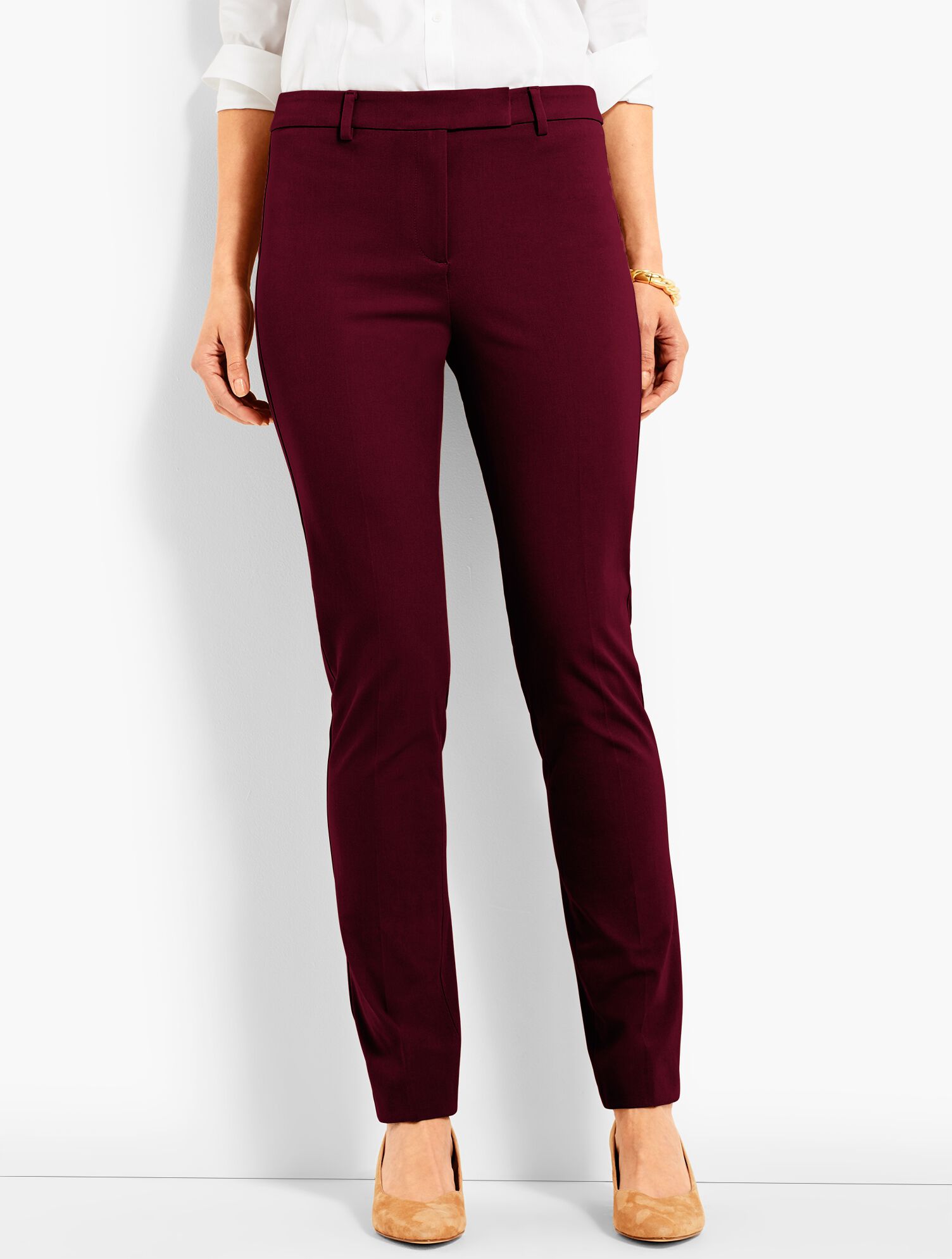 Bi-Stretch High-Waist Straight-Leg Pant