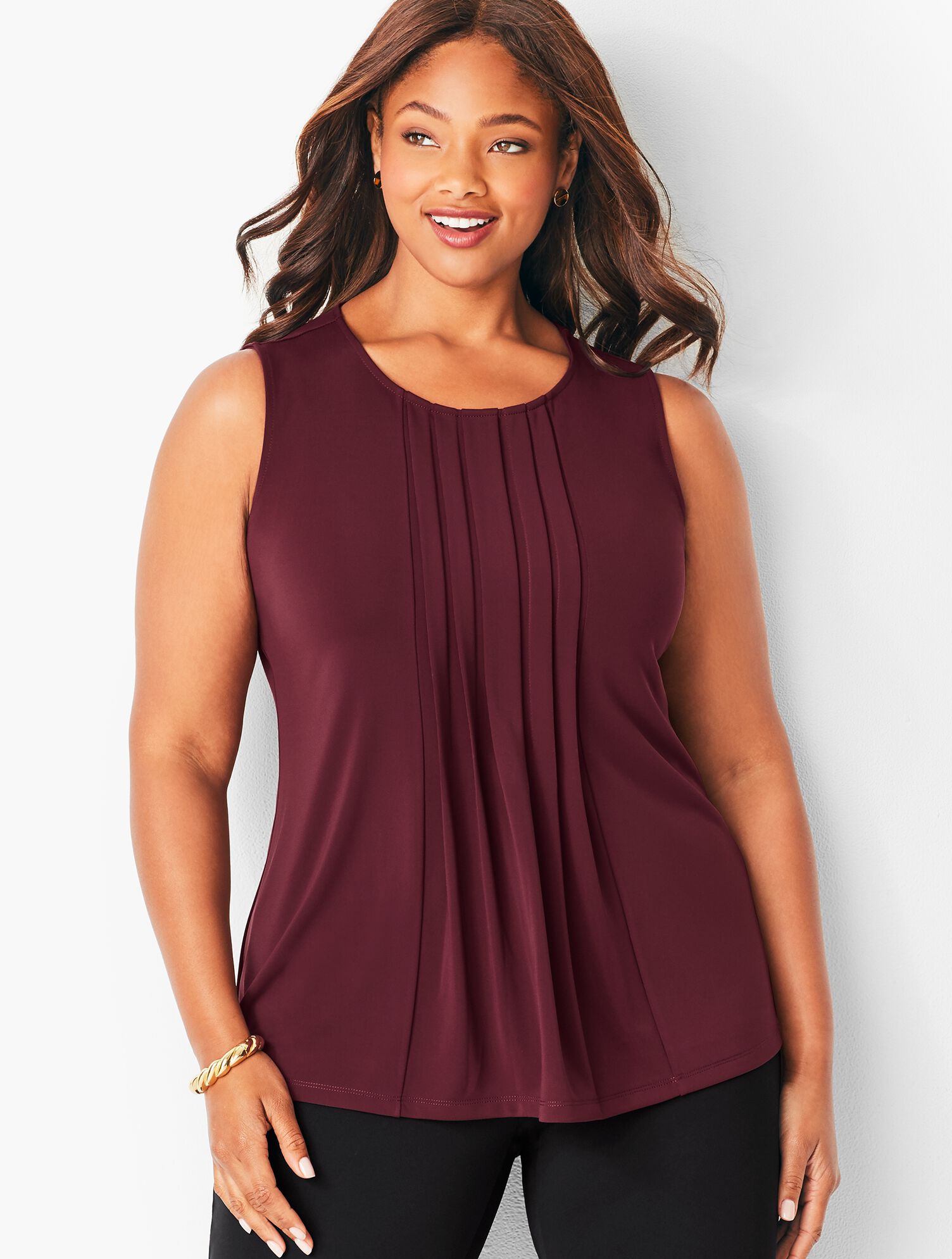 Plus Size Multi-Pleat Shell