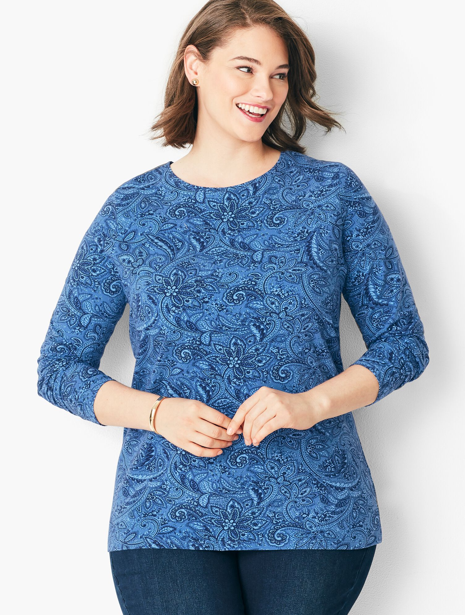 Bandana-Print Long-Sleeve Crewneck