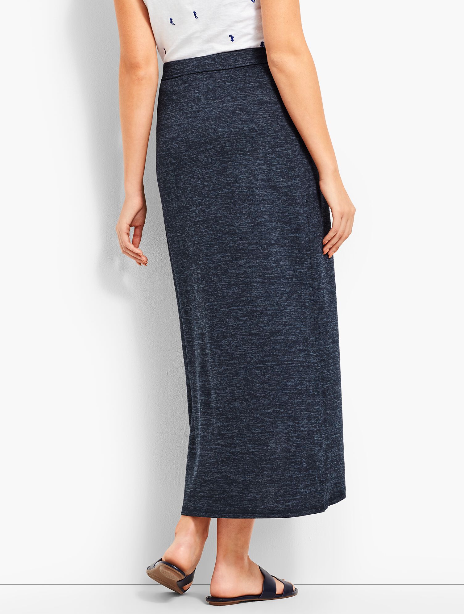 Marled Soft-Drape Jersey Skirt