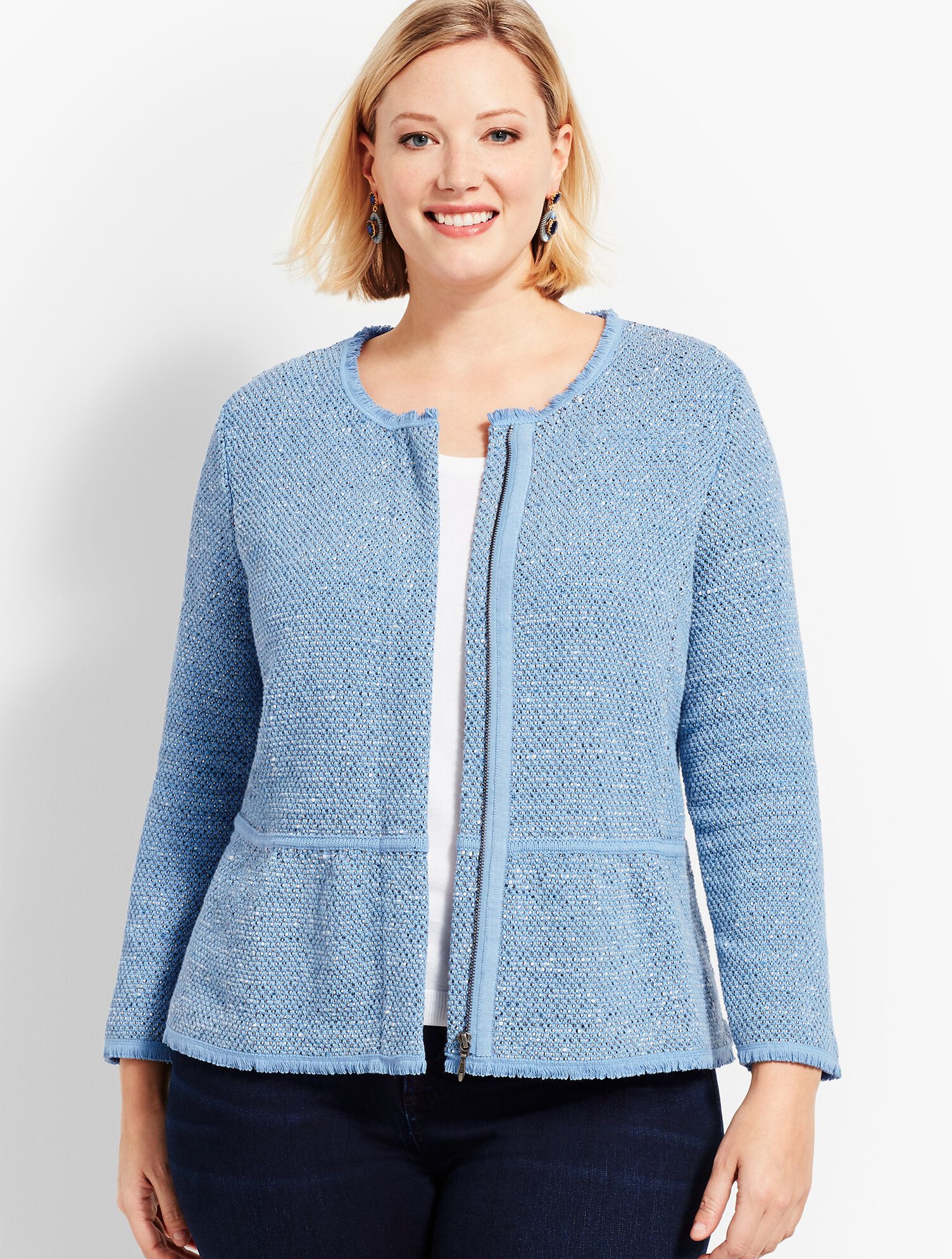 Woman Exclusive Space-Dyed Tweed Sweater Jacket