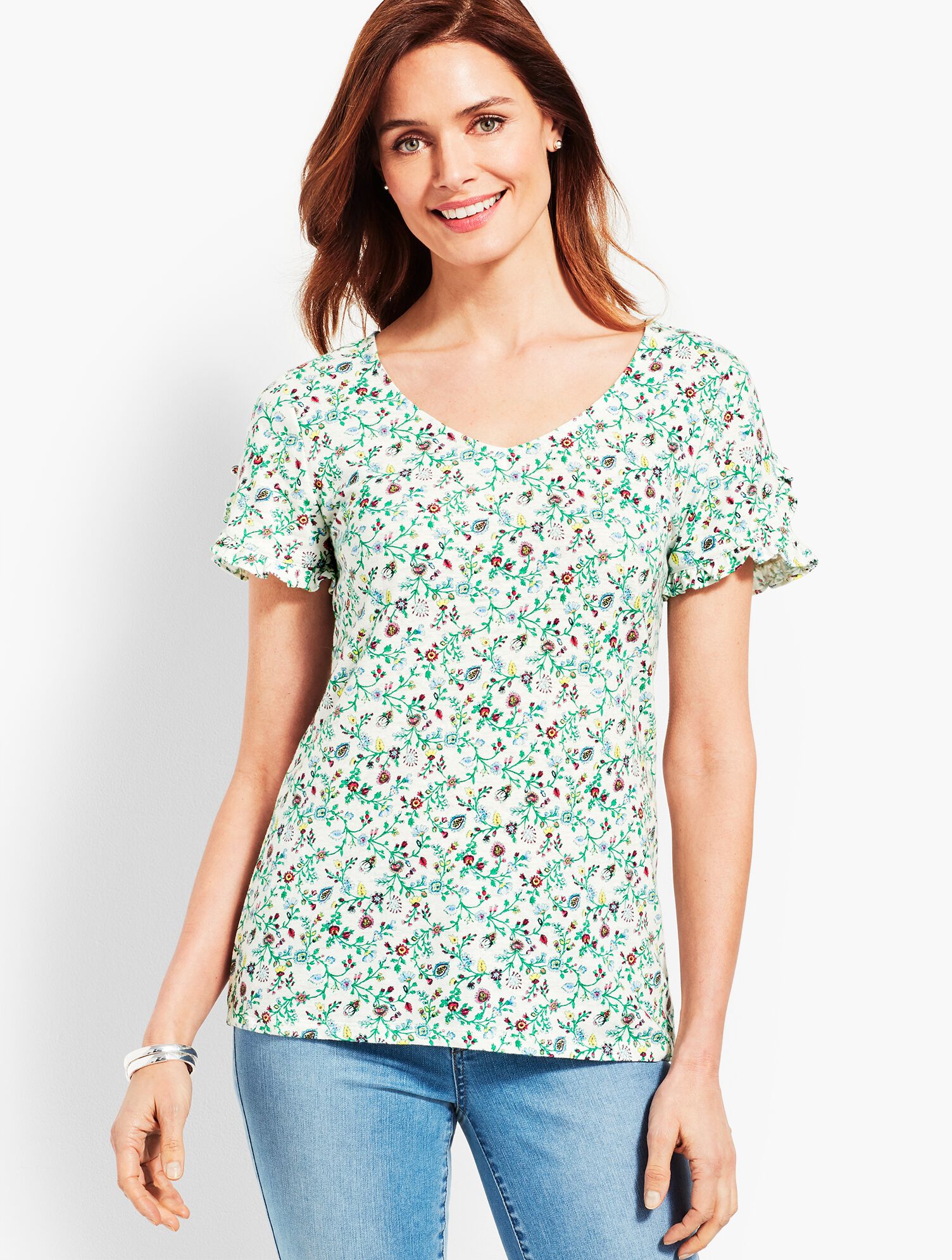 Tulip Sleeve Tee - Lively Flowers