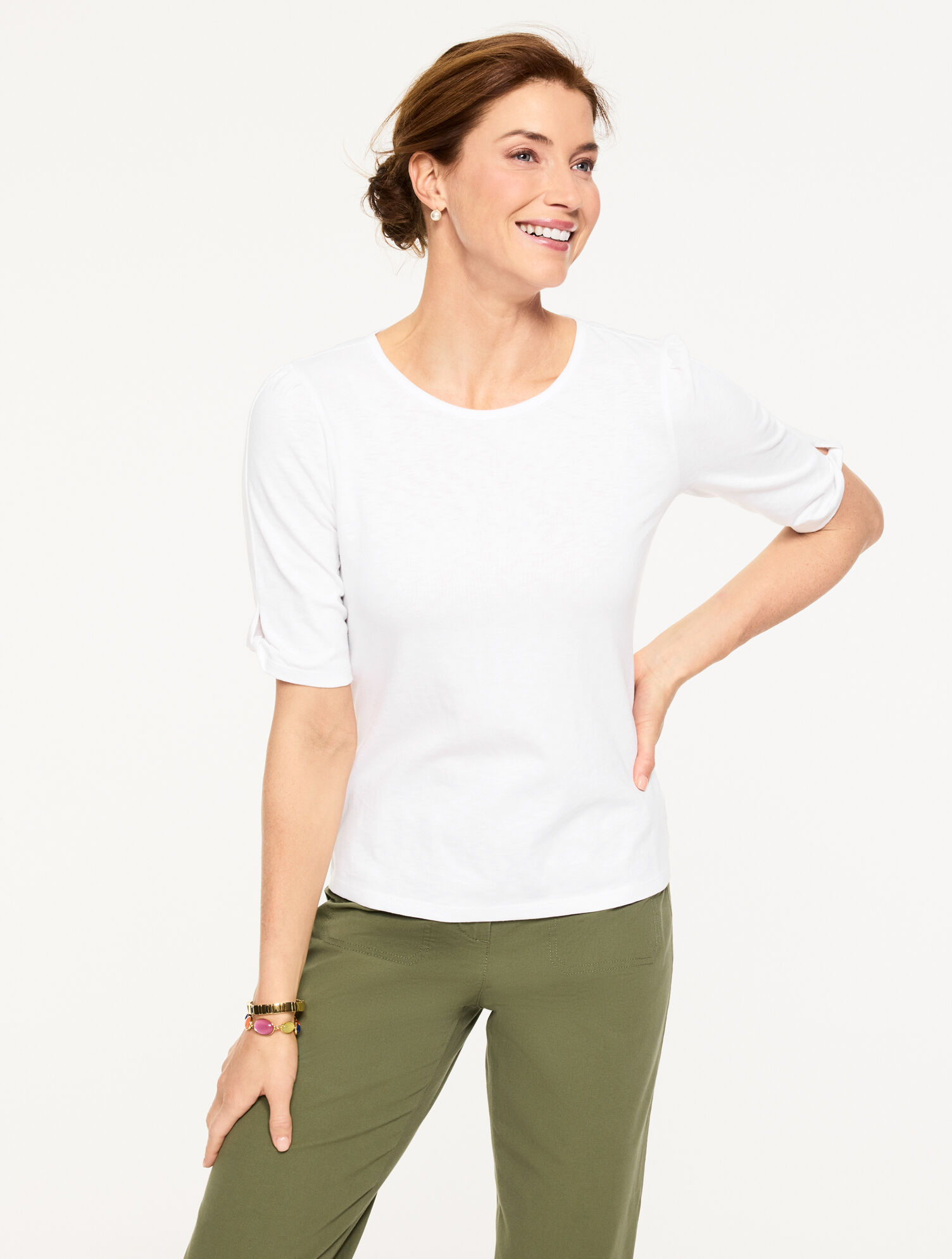 Elbow Sleeve Knot Top
