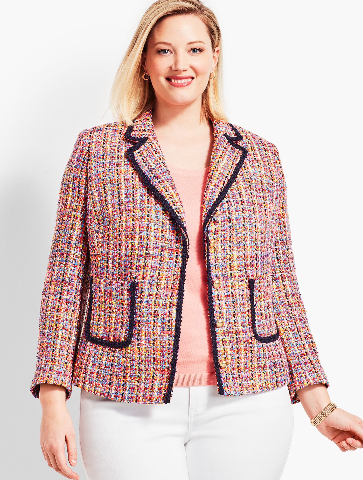Tweed Contrast-Trim Jacket