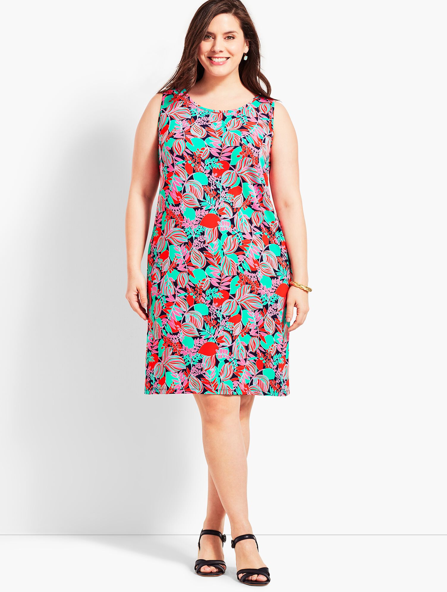 Woman Exclusive Stripey Leaves Jersey Shift Dress