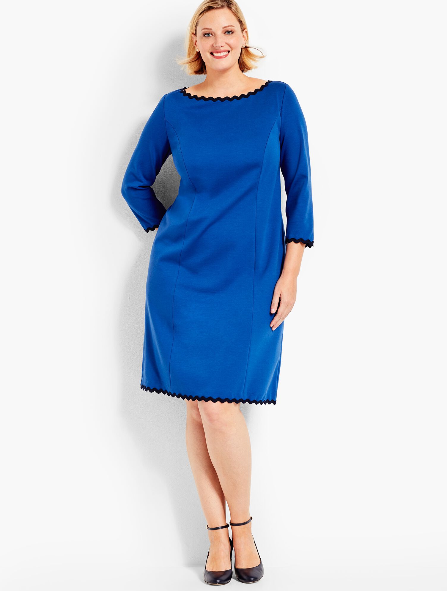 Refined Ponte RickRack Trimmed Sheath Dress