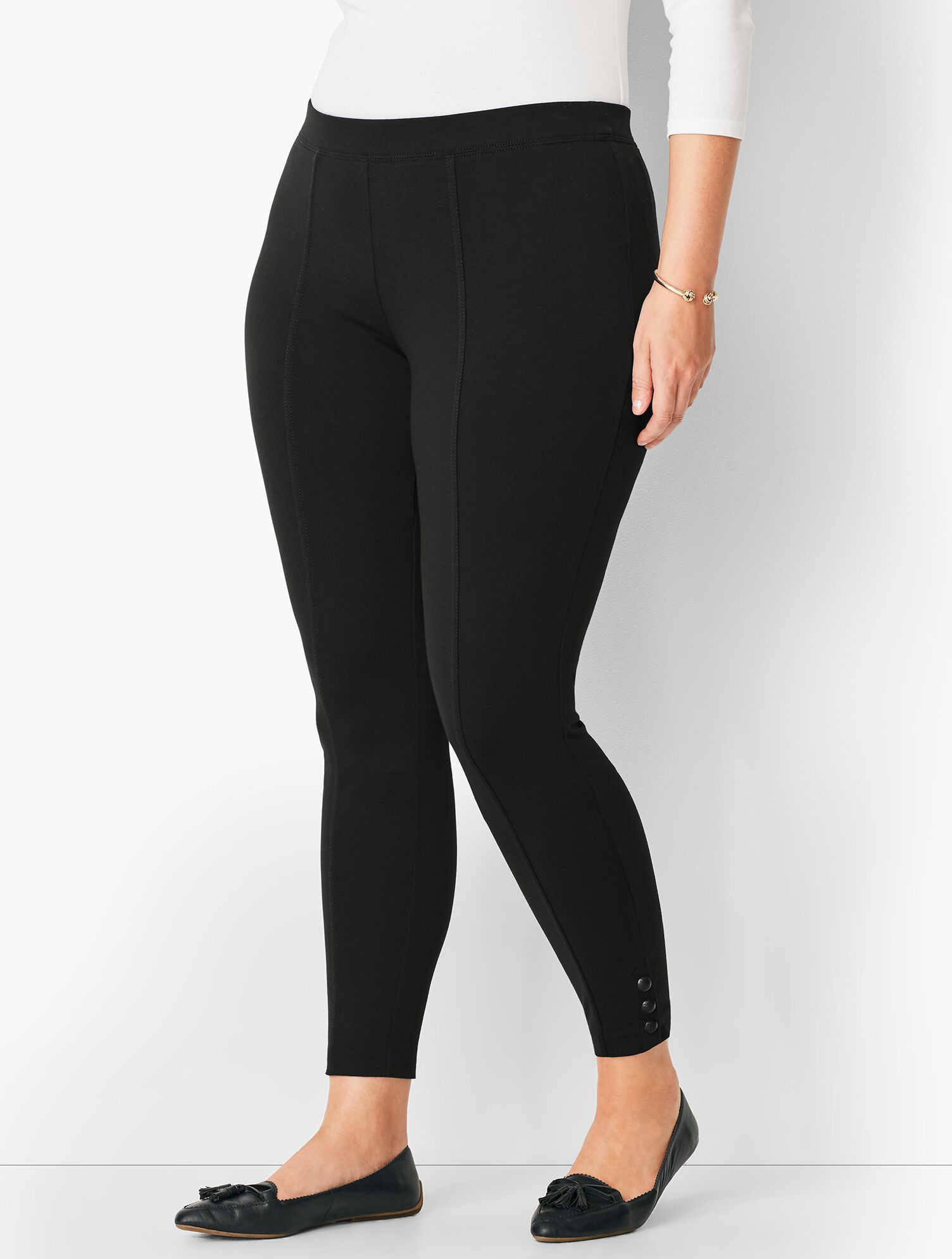 Ankle-Snap Ponte Leggings - Solid